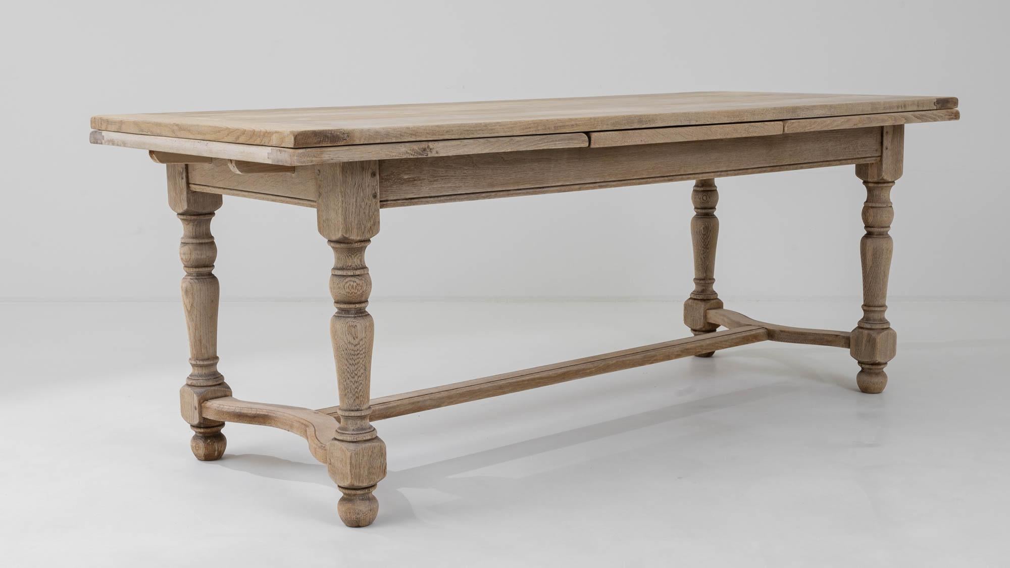 20th Century Belgian Oak Dining Table with Pull Leaves 5