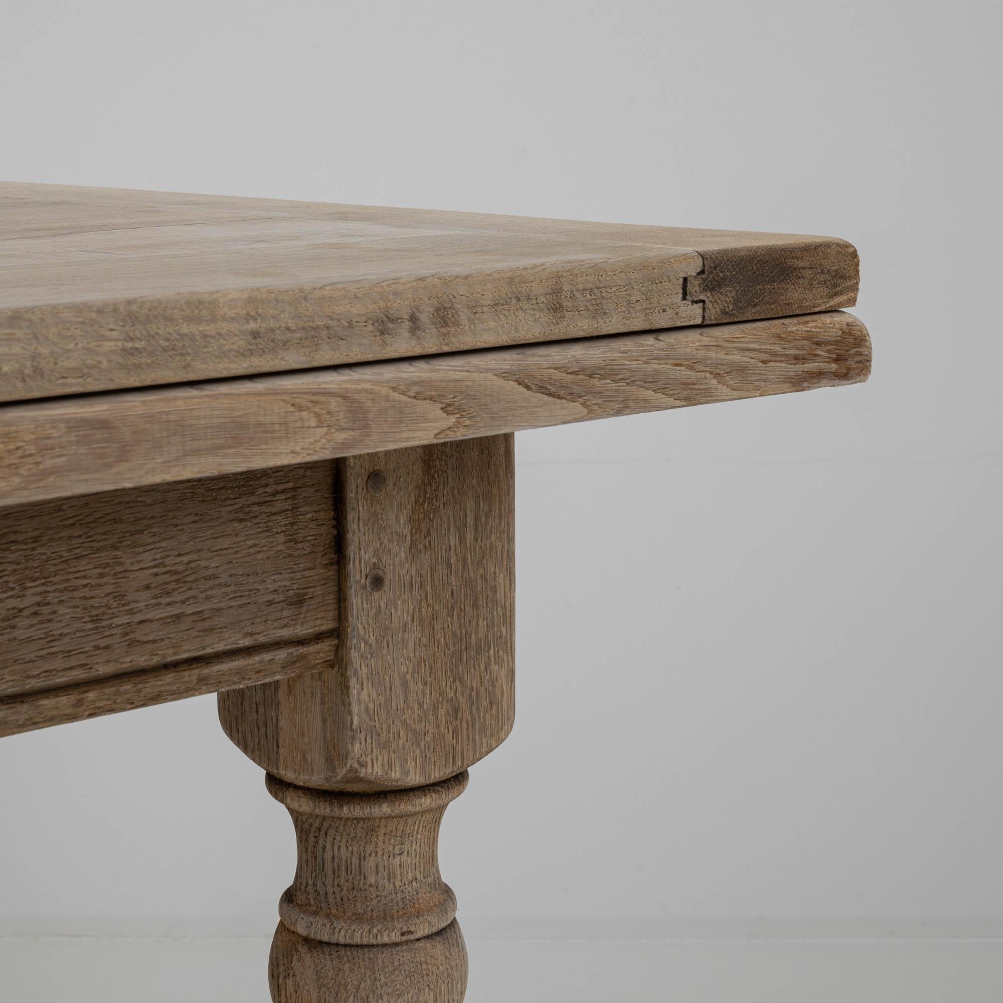 20th Century Belgian Oak Dining Table with Pull Leaves 6