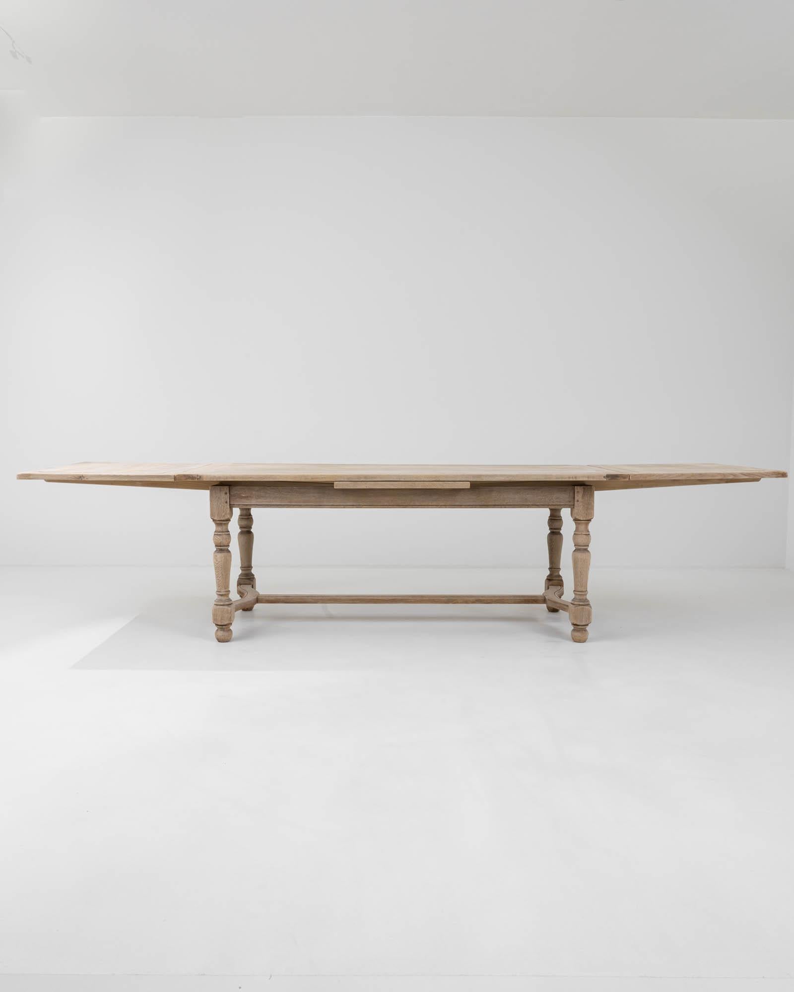20th Century Belgian Oak Dining Table with Pull Leaves In Good Condition In High Point, NC