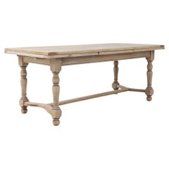 20th Century Belgian Oak Dining Table with Pull Leaves