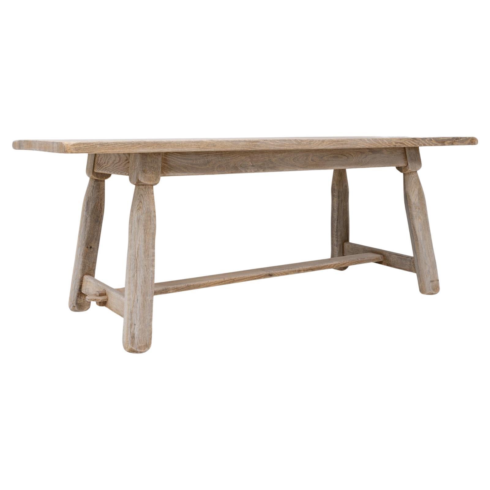 20th Century Belgian Oak Dining Table With Splayed Legs