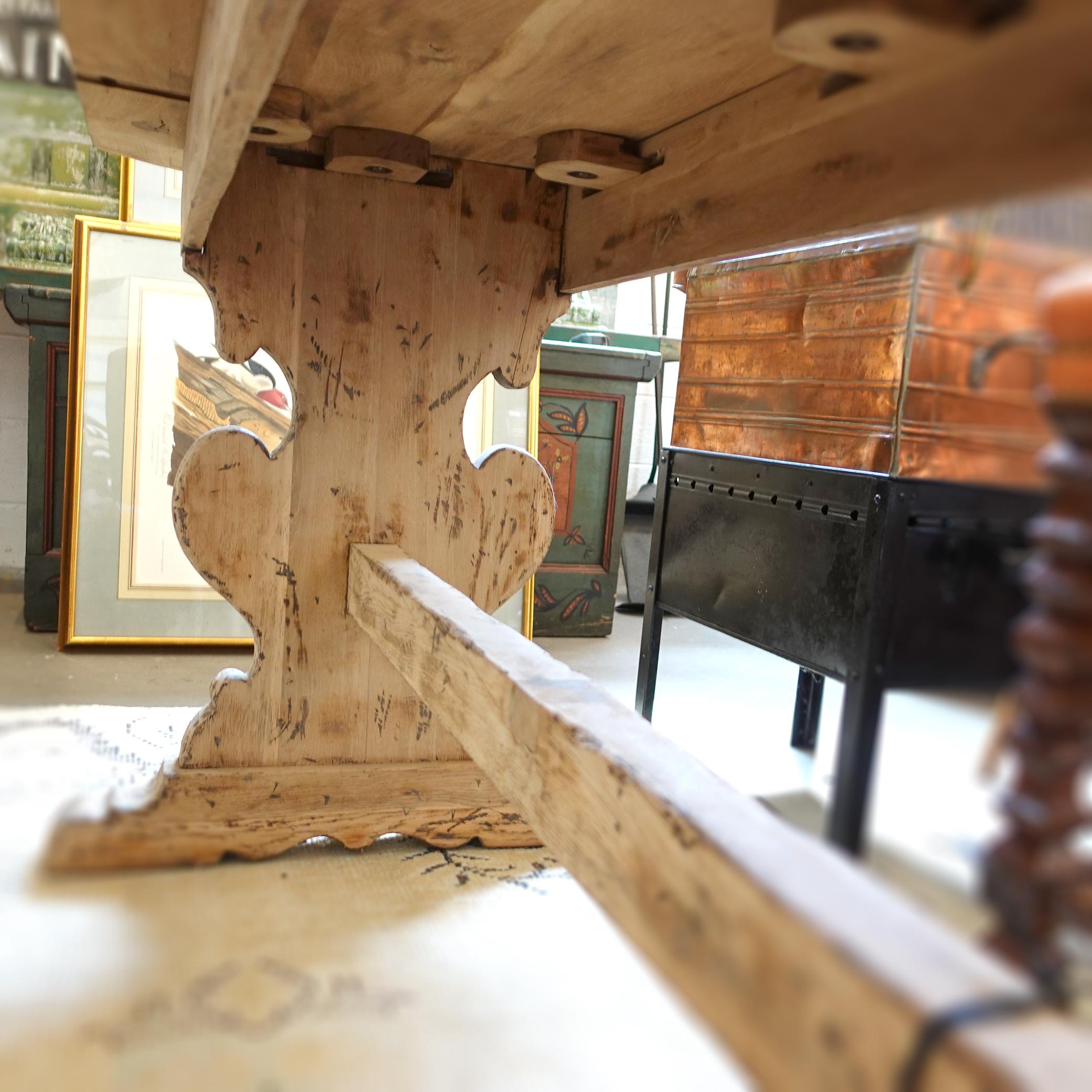 Hand-Carved 20th century Belgian Oak Monastery Table