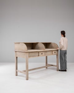 20th Century Belgian Oak Secretary Desk With Drawers