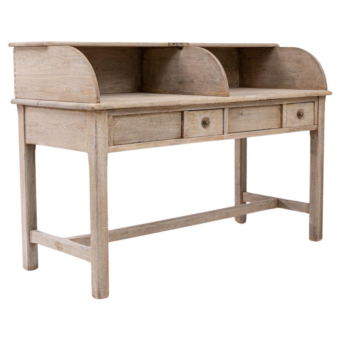 20th Century Belgian Oak Secretary Desk With Drawers