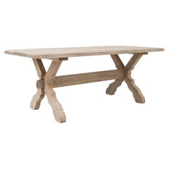 20th Century Belgian Oak Trestle Dining Table