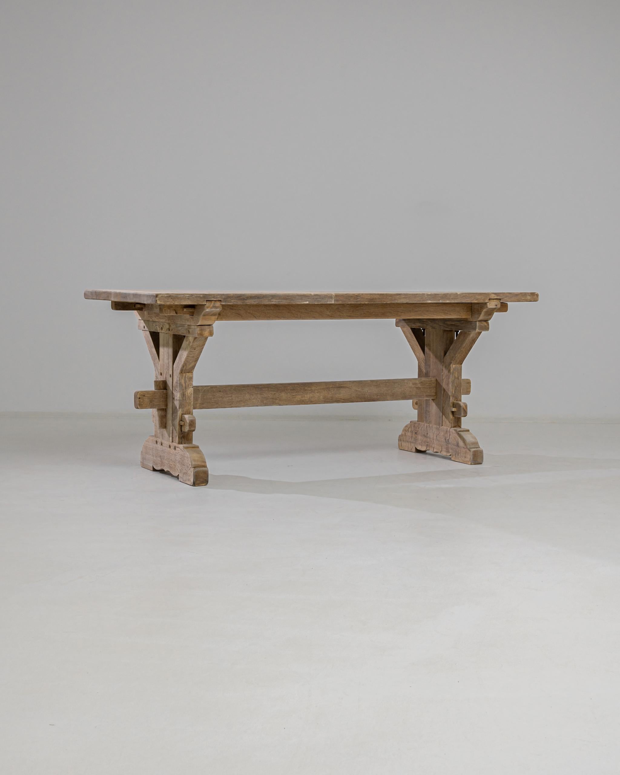 Bleached 20th Century Belgian Oak Trestle Table