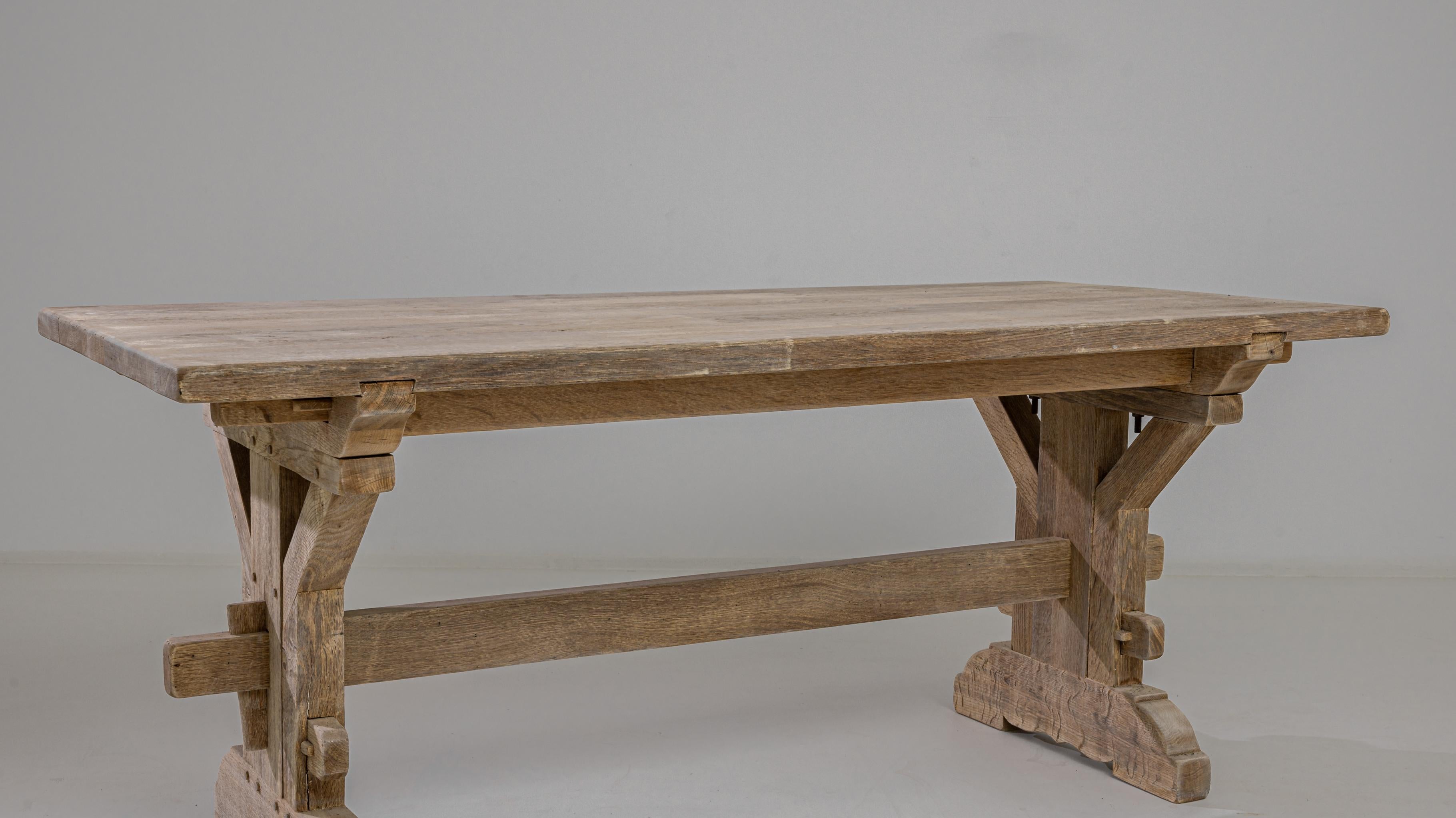 20th Century Belgian Oak Trestle Table 1