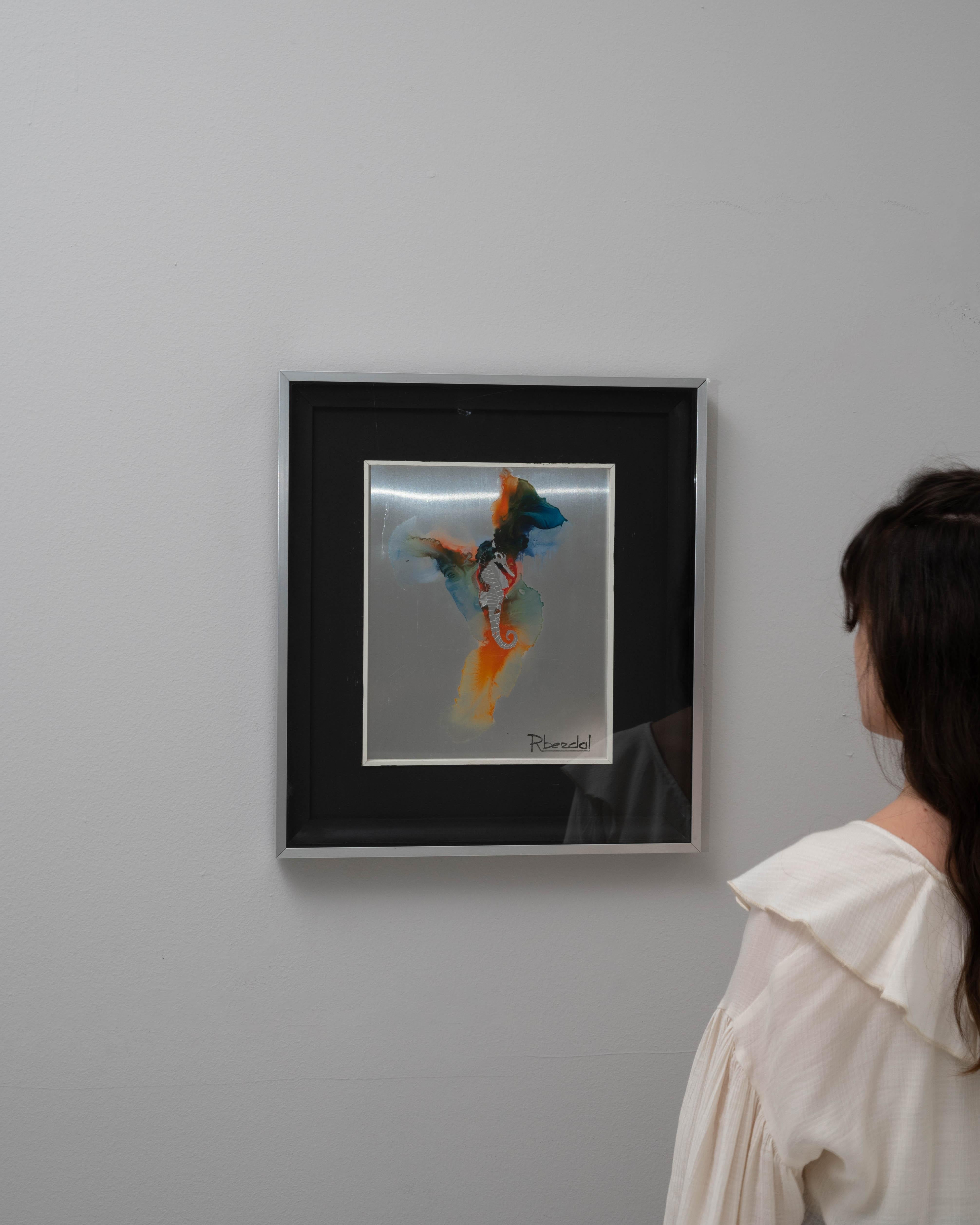 Apportez une touche d'art abstrait à votre espace avec cette captivante peinture belge du 20e siècle de René Berdal. Ce chef-d'œuvre encadré allie sans effort un mélange saisissant de couleurs vives à des formes fluides et dynamiques, ce qui en fait