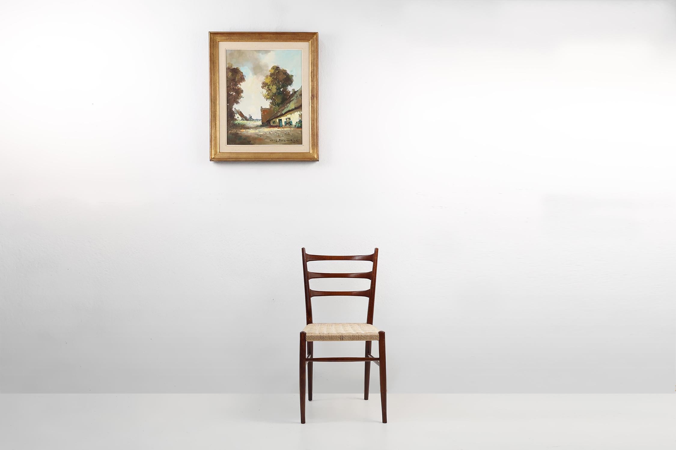 Belgique / 1950 / Peinture / toile, bois / Antique / Baroque

Une peinture à l'huile exquise dans le style des vieux maîtres belges avec un luxueux cadre en bois doré. 

Cette œuvre capture magnifiquement l'essence d'une ferme sereine nichée au