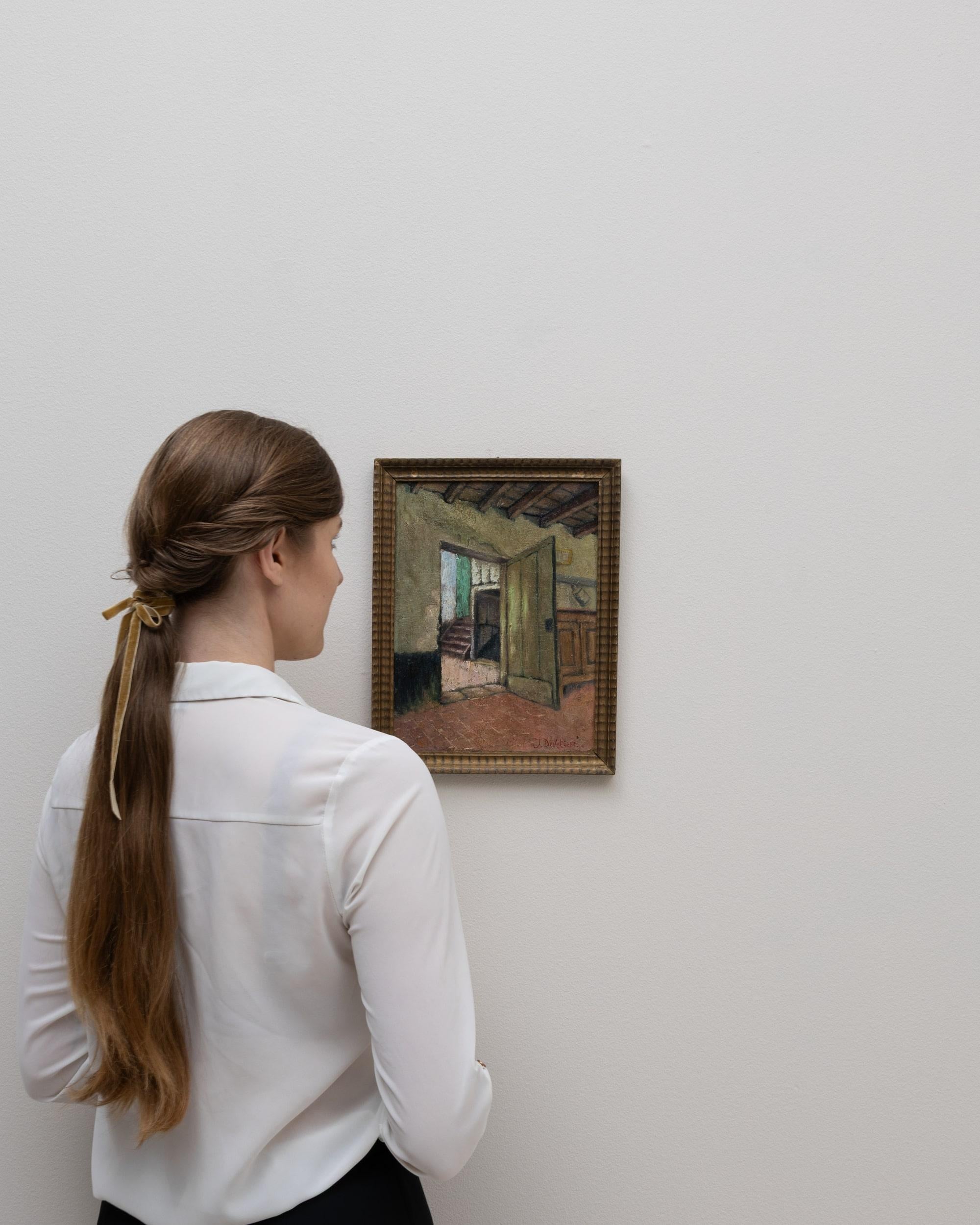 Belgisches Gemälde des 20. Jahrhunderts mit Holzrahmen im Zustand „Gut“ im Angebot in High Point, NC