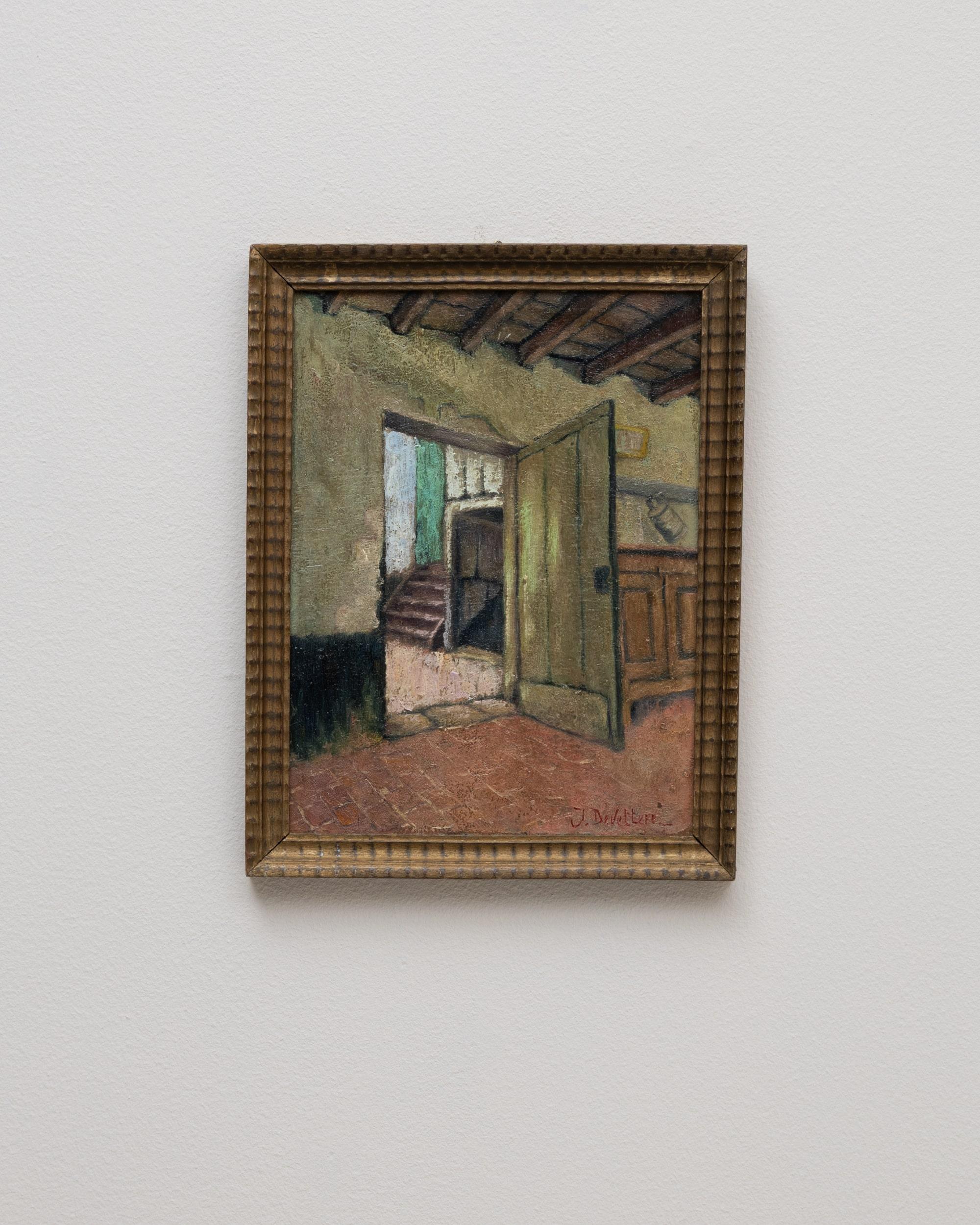 Belgisches Gemälde des 20. Jahrhunderts mit Holzrahmen im Angebot 1