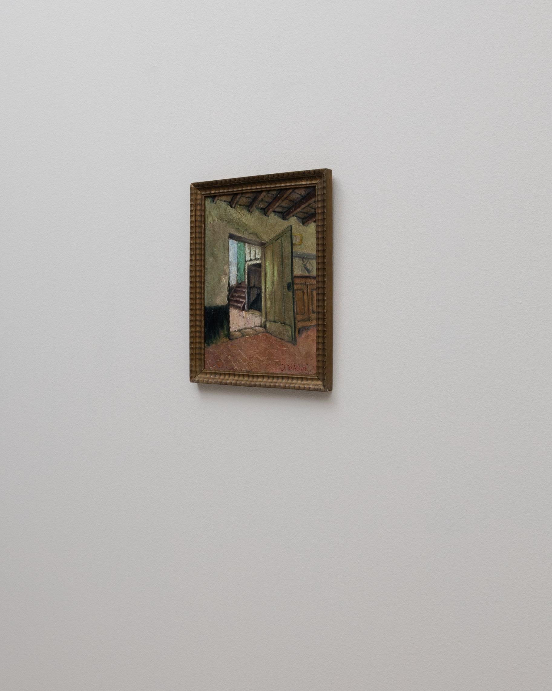 Belgisches Gemälde des 20. Jahrhunderts mit Holzrahmen im Angebot 3