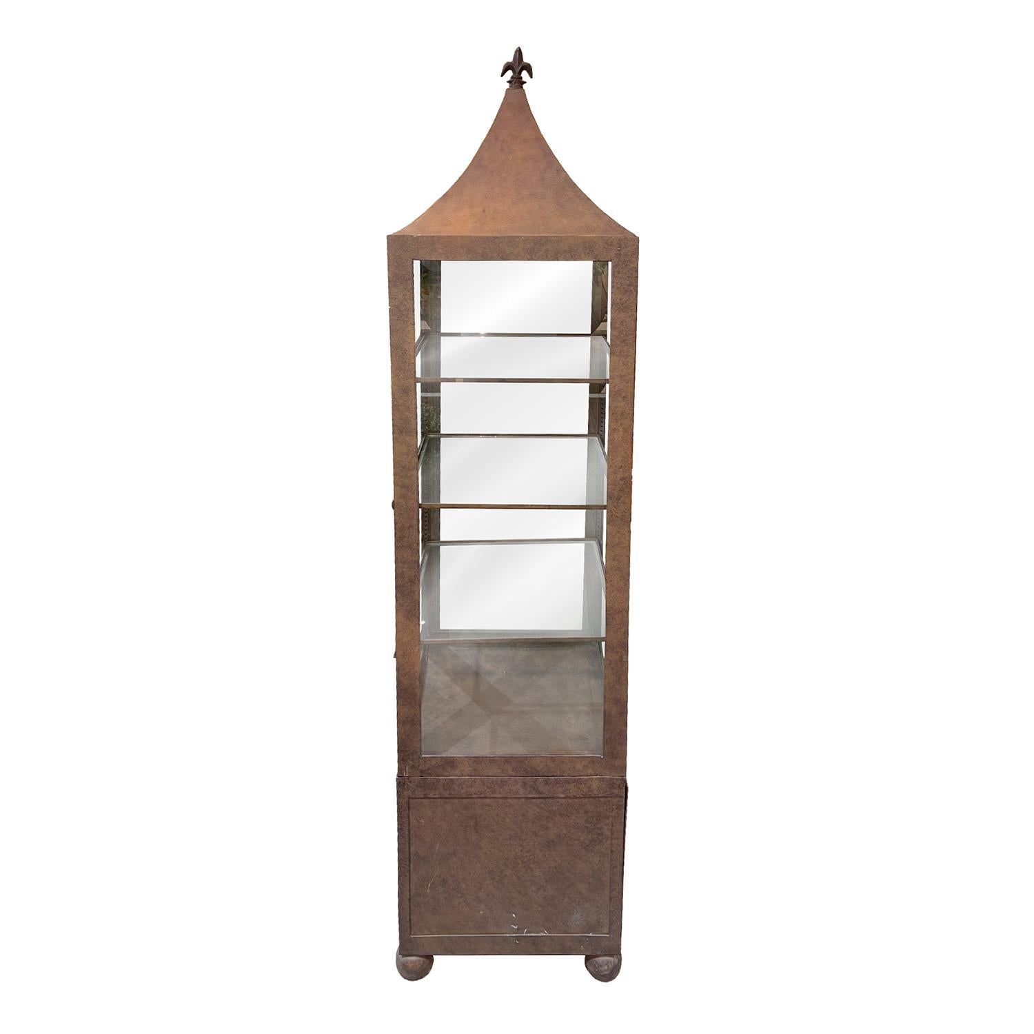 Mid-Century Modern 20th Century Belgian Pair of Metal Glass Cabinets - Vintage Display Vitrines For Sale