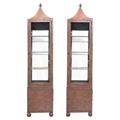 20th Century Belgian Pair of Metal Glass Cabinets - Vintage Display Vitrines