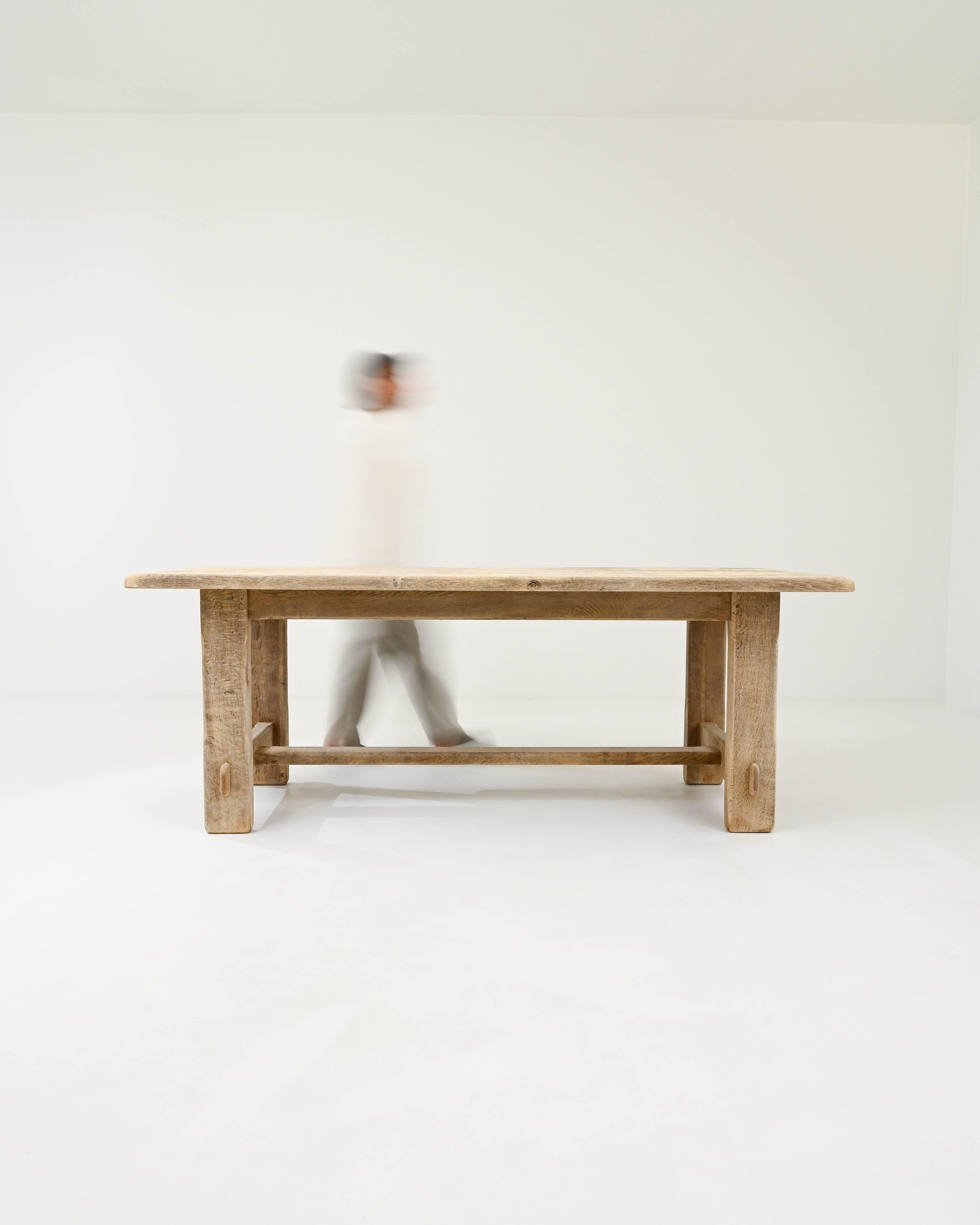 Bleached 20th Century Belgian Rustic Oak Dining Table