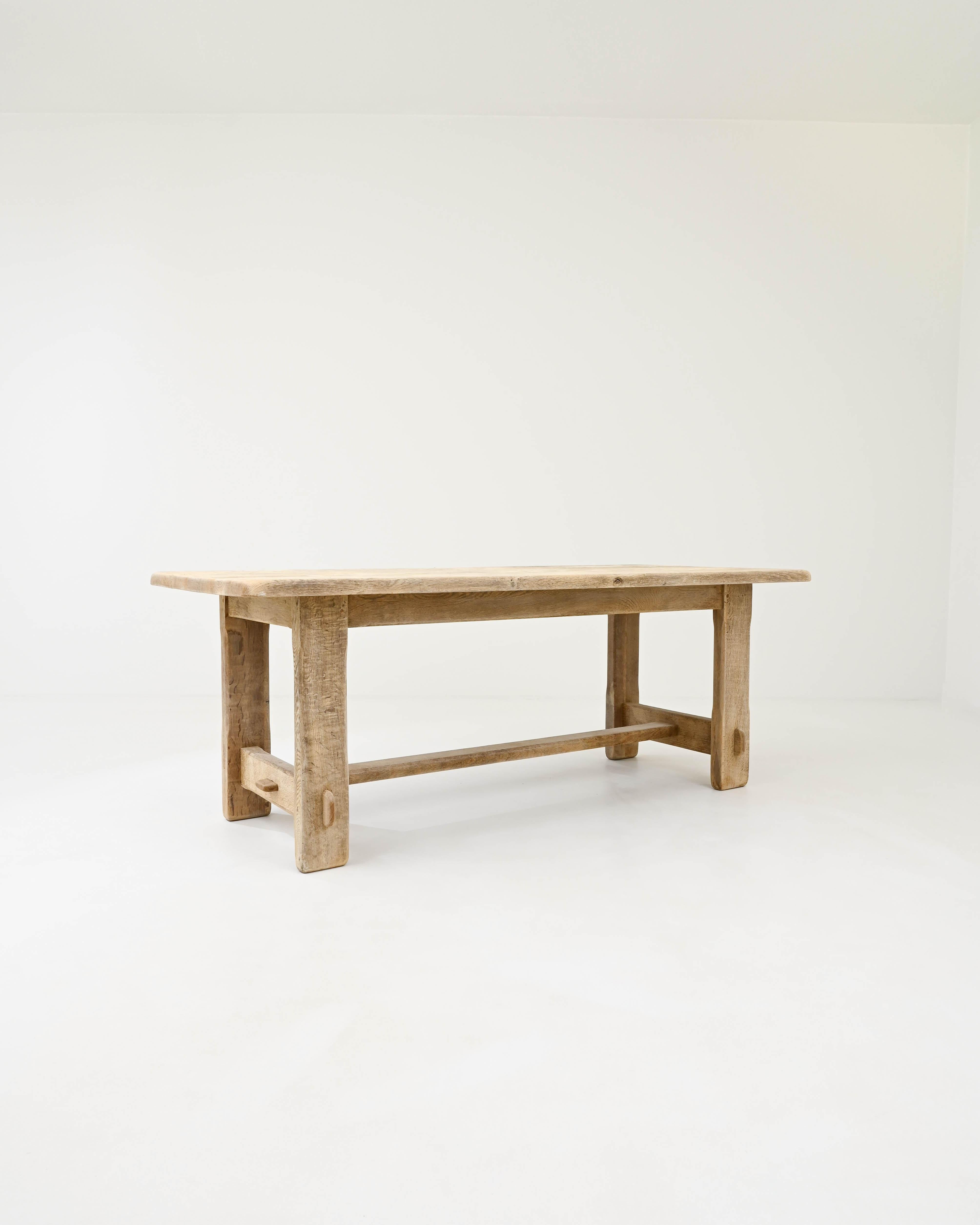 20th Century Belgian Rustic Oak Dining Table In Good Condition In High Point, NC
