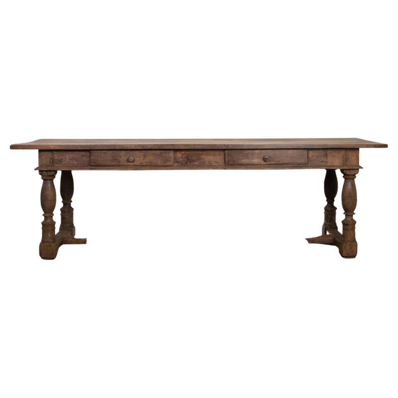 Rustic Farmhouse Table with Trestle Base, France, Early 20th Century ...