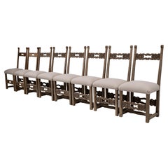 20th Century Belgian Set Of Eight Brutalist Upholstered Dining Chairs