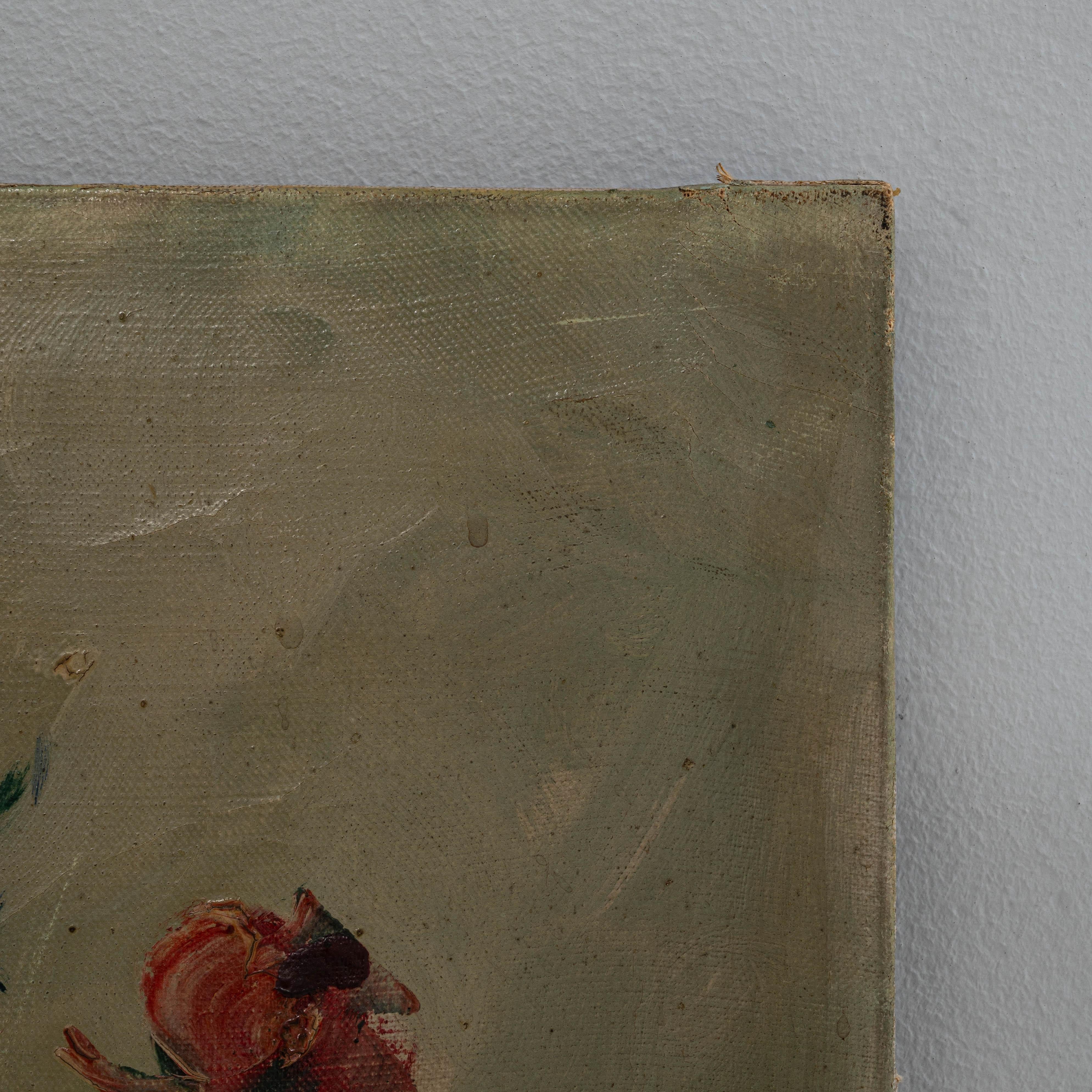 20th Century Belgian Still Life Flower Bouquet Painting in vendita 4