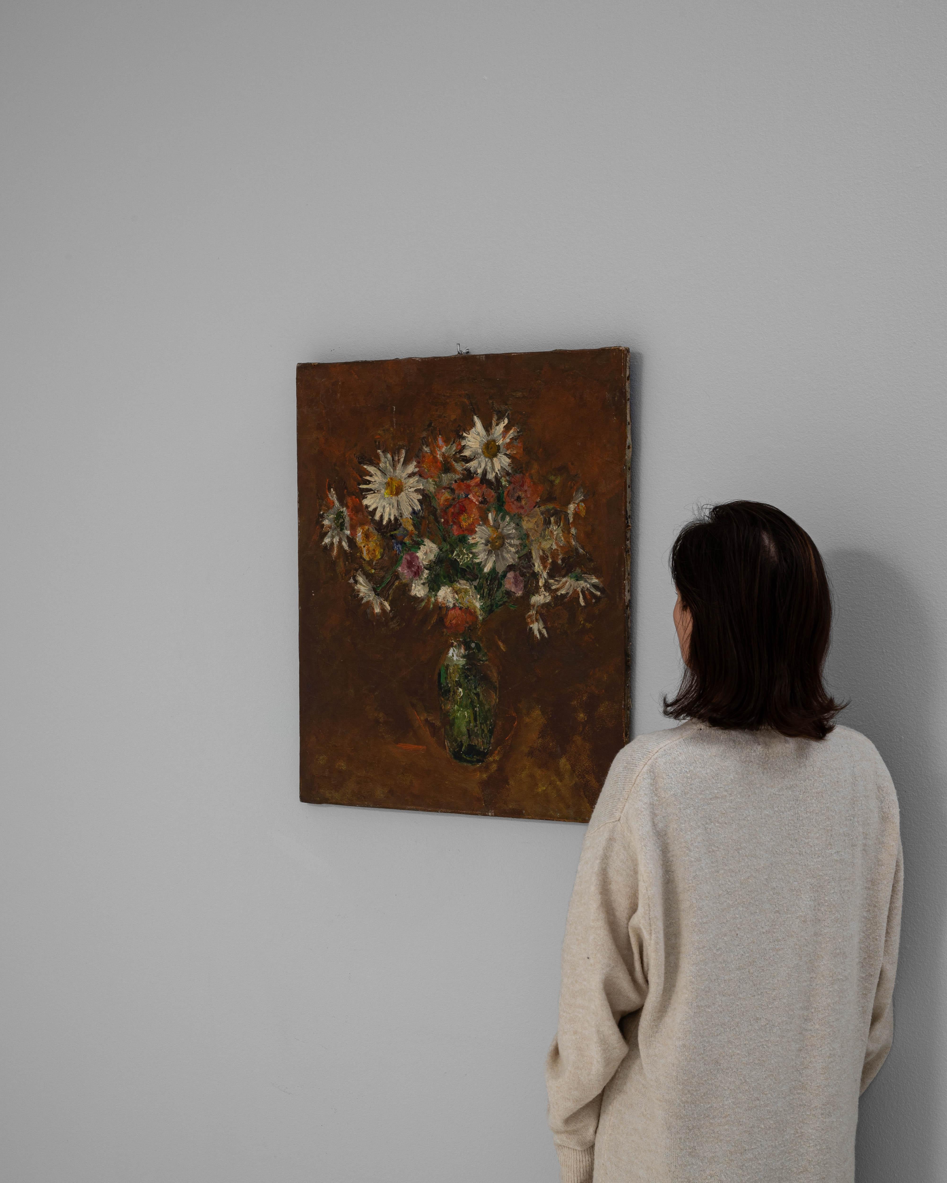 XX secolo 20th Century Belgian Still Life Flower Bouquet Painting in vendita