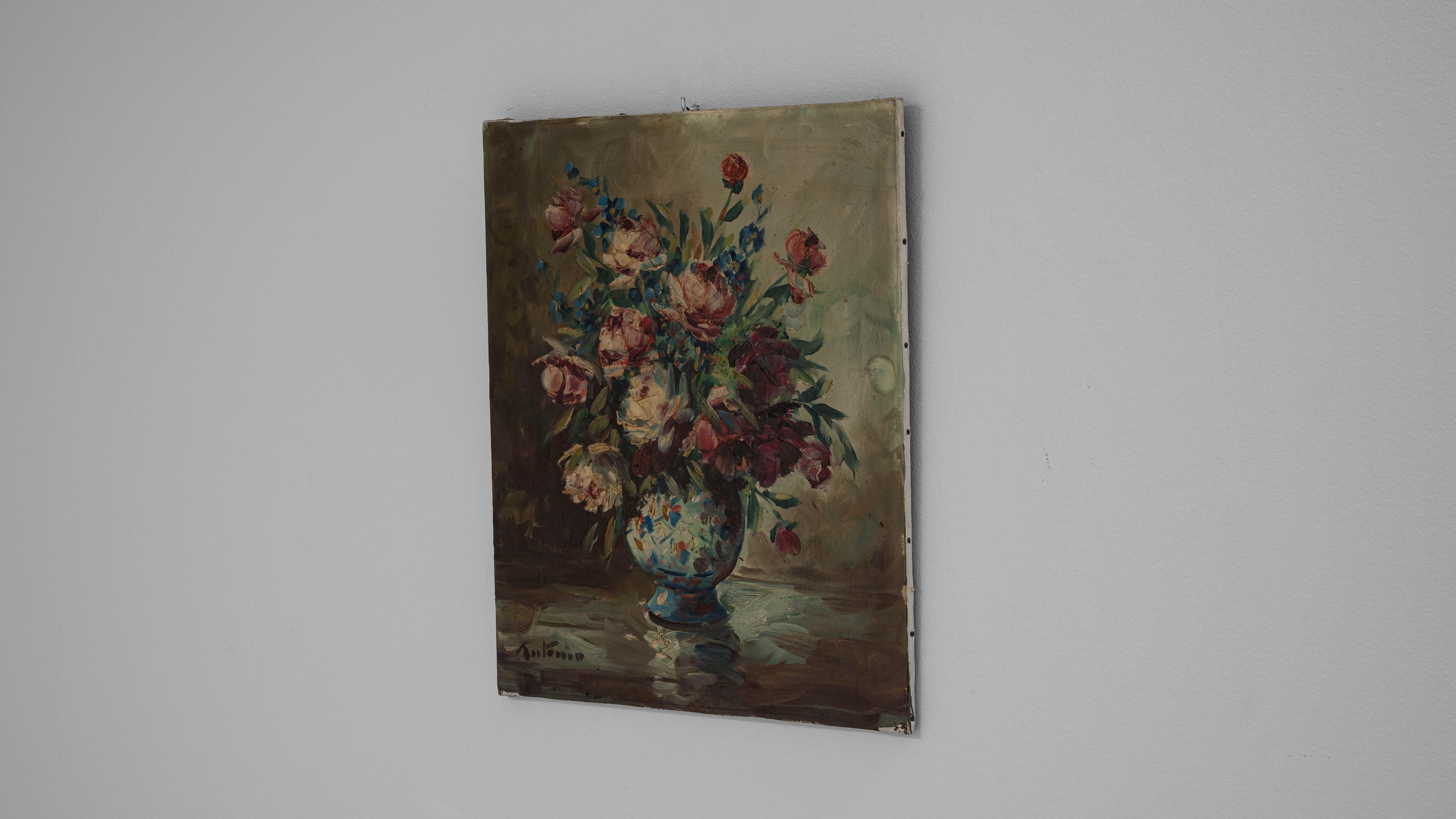 20th Century Belgian Still Life Flower Bouquet Painting in vendita 1