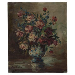 20th Century Belgian Still Life Flower Bouquet Painting