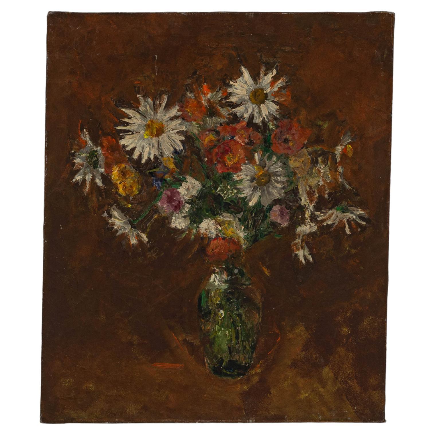 20th Century Belgian Still Life Flower Bouquet Painting