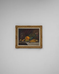 20th Century Belgian Still Life Fruit Painting in Gilded Wood Frame