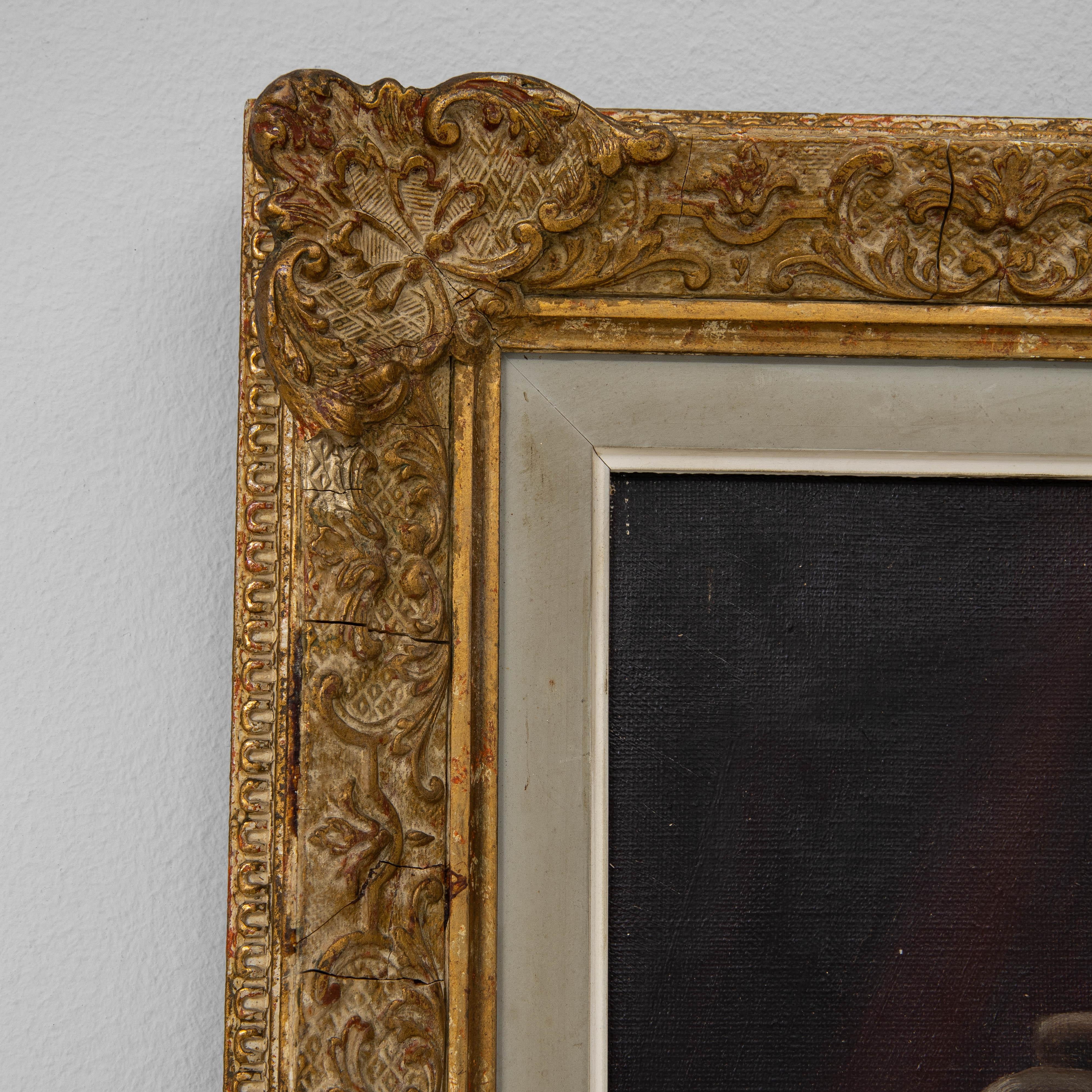 Bodegón belga de frutas del siglo XX con marco de madera dorada en venta 1