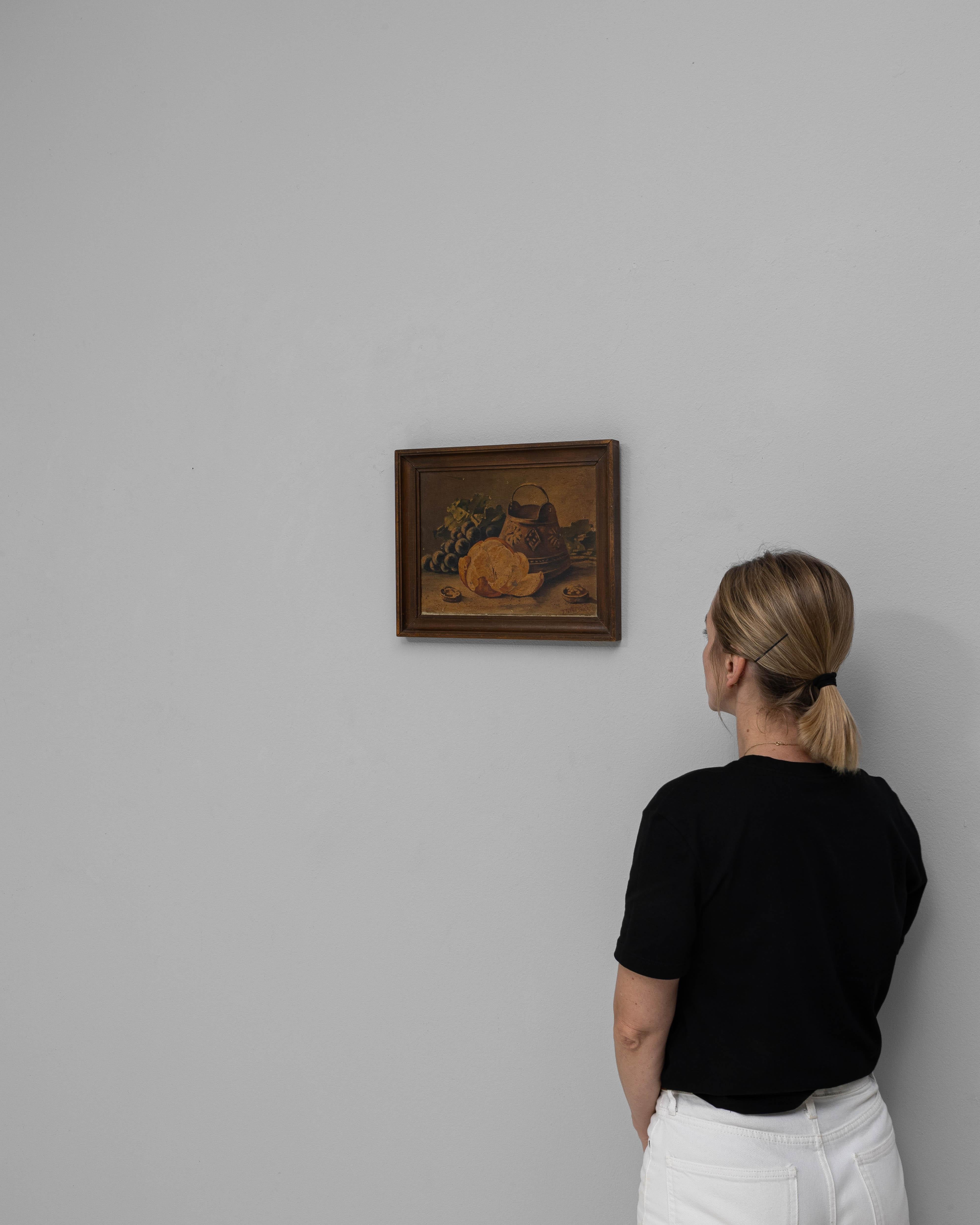 Nature morte belge du 20e siècle avec cadre en bois Bon état - En vente à High Point, NC