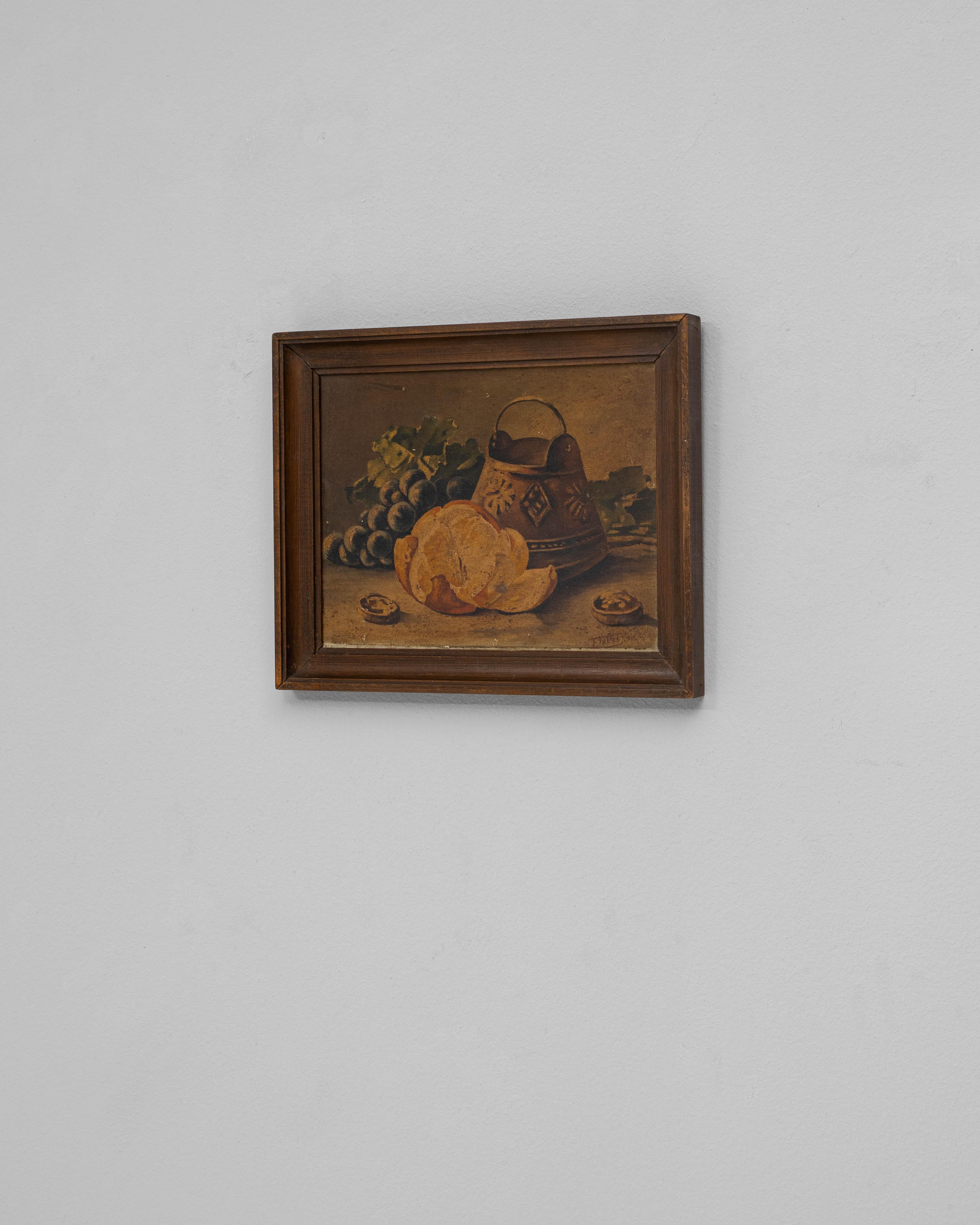 20ième siècle Nature morte belge du 20e siècle avec cadre en bois en vente