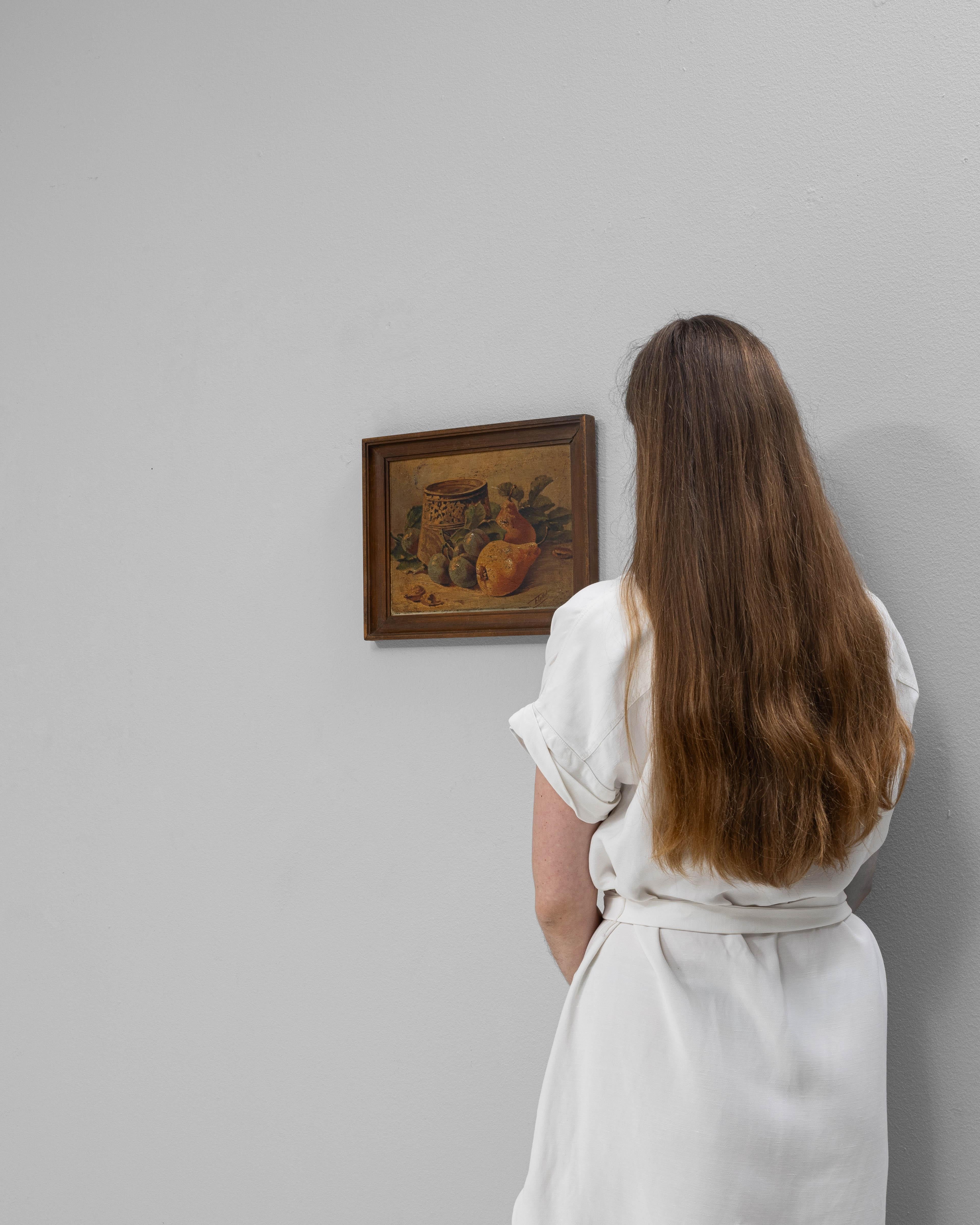 20ième siècle Nature morte belge du 20e siècle avec cadre en bois en vente