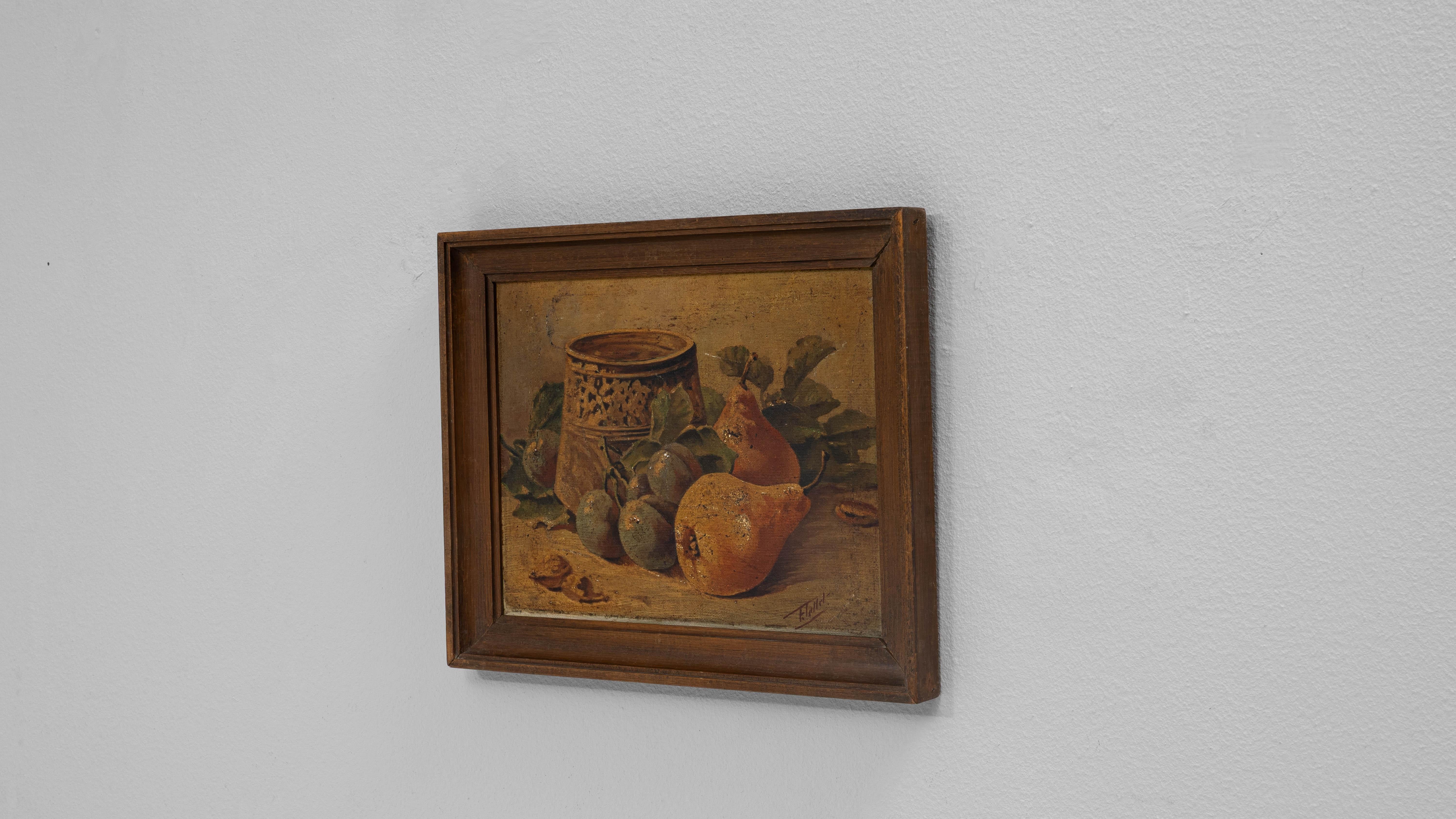 Nature morte belge du 20e siècle avec cadre en bois en vente 1