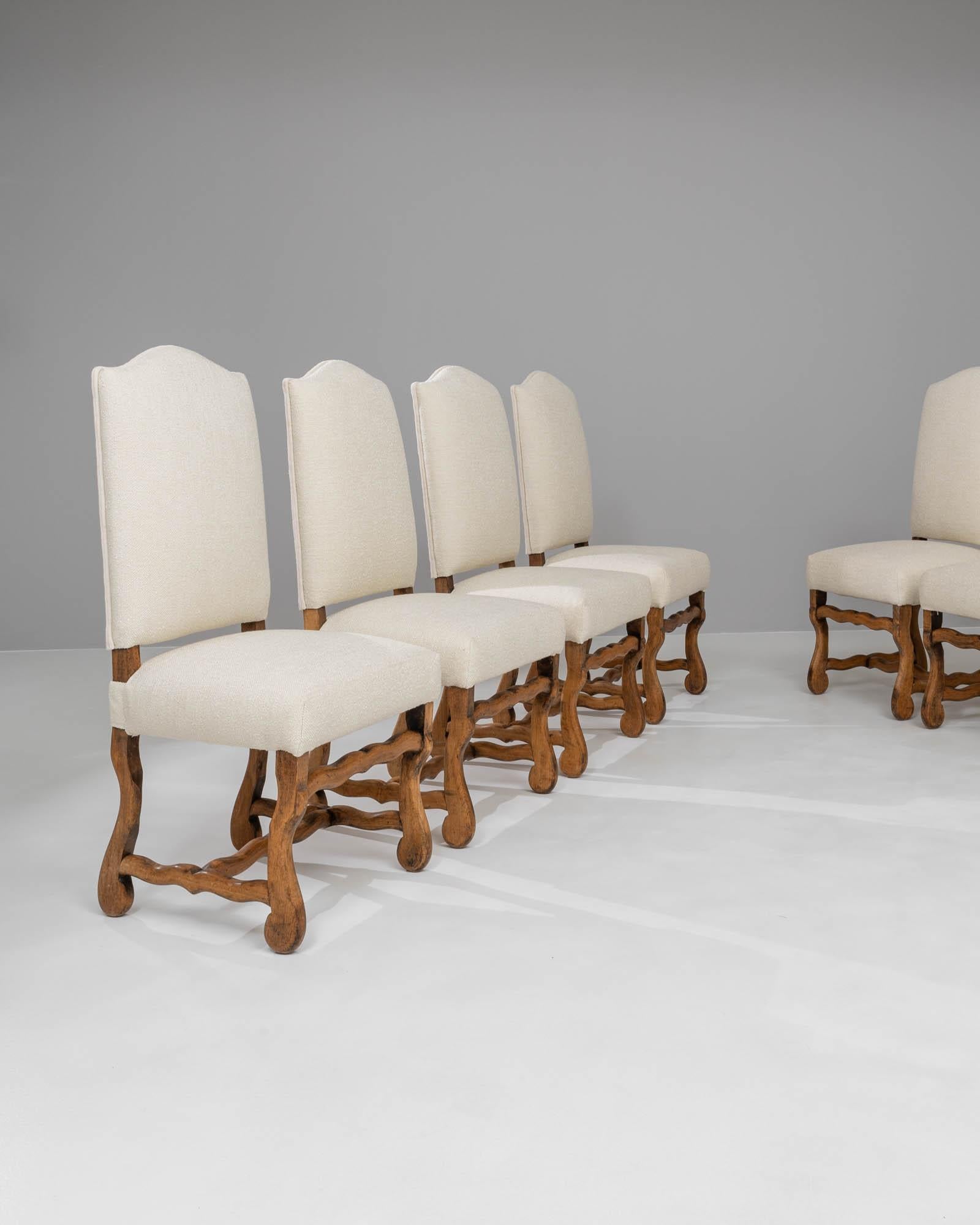 Belge Chaises de salle à manger belges rembourrées du 20e siècle, ensemble de 6 en vente