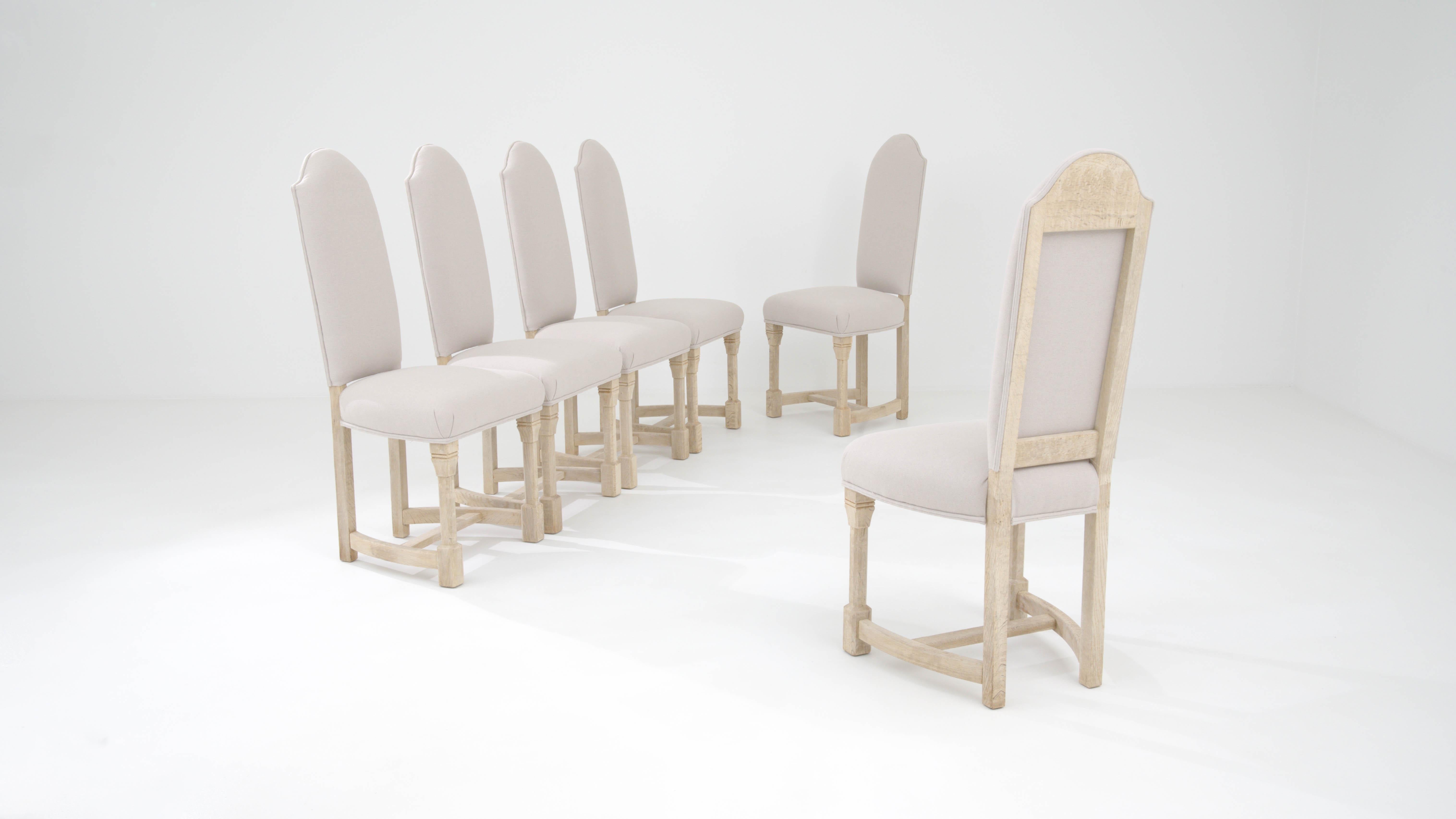 Upholstery 20th Century Belgian Upholstered Dining Chairs, Set of 6 For Sale