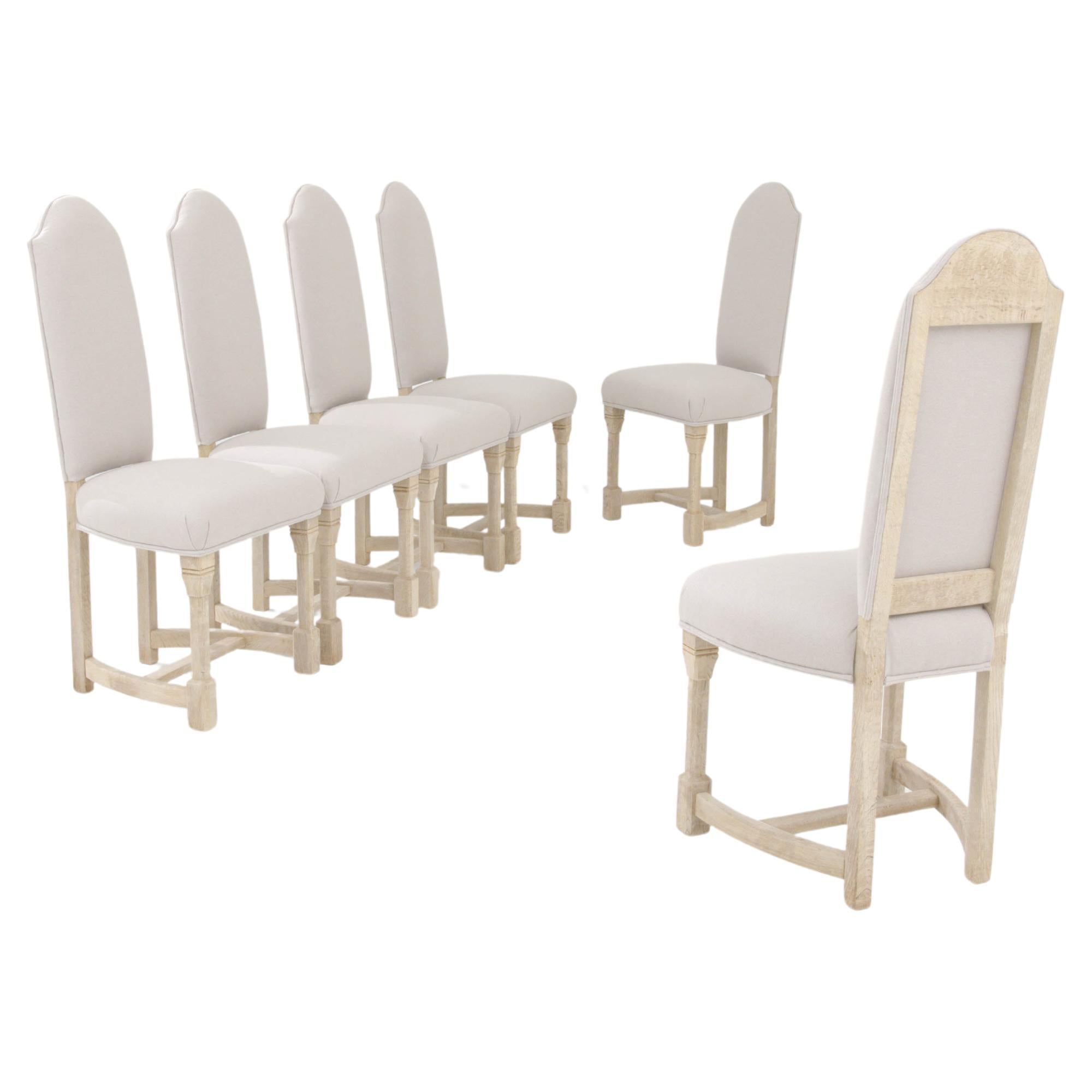 20th Century Belgian Upholstered Dining Chairs, Set of 6