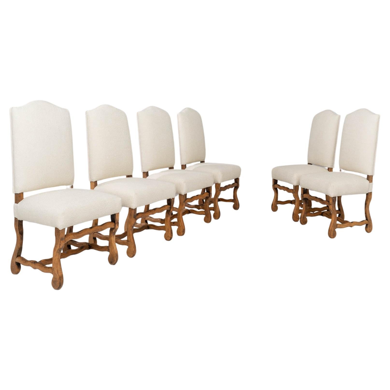 20th Century Belgian Upholstered Dining Chairs, Set of 6 For Sale