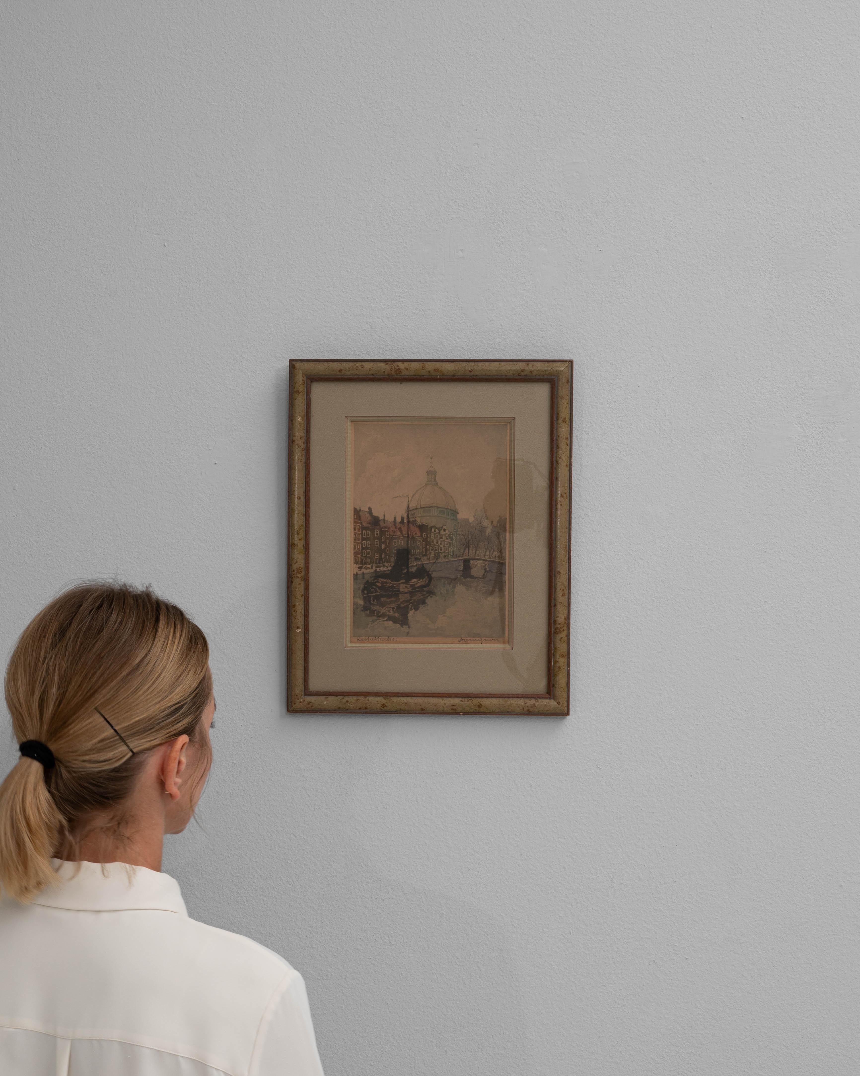 Belge Art mural belge du 20e siècle avec cadre en bois en vente