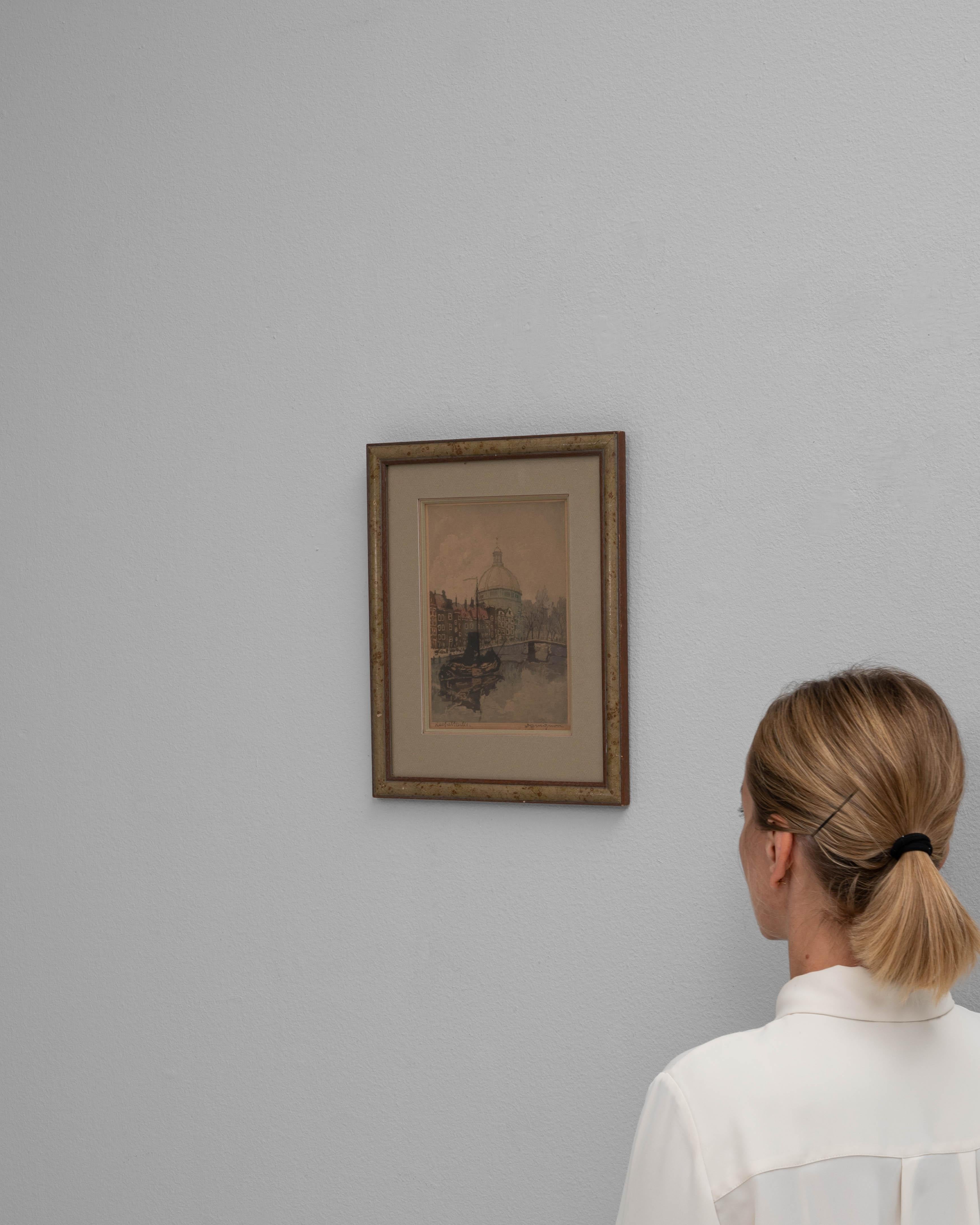 20ième siècle Art mural belge du 20e siècle avec cadre en bois en vente