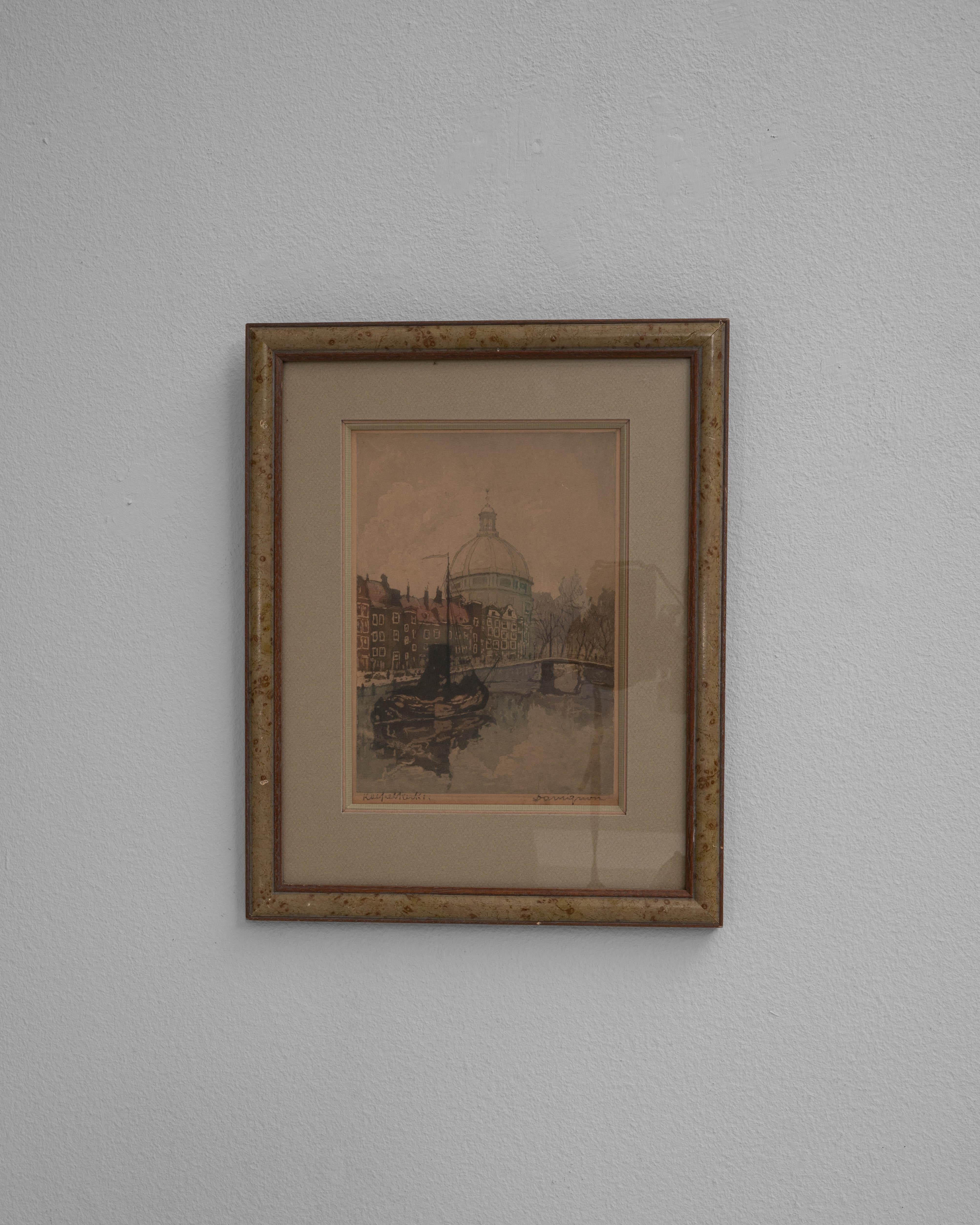 Bois Art mural belge du 20e siècle avec cadre en bois en vente