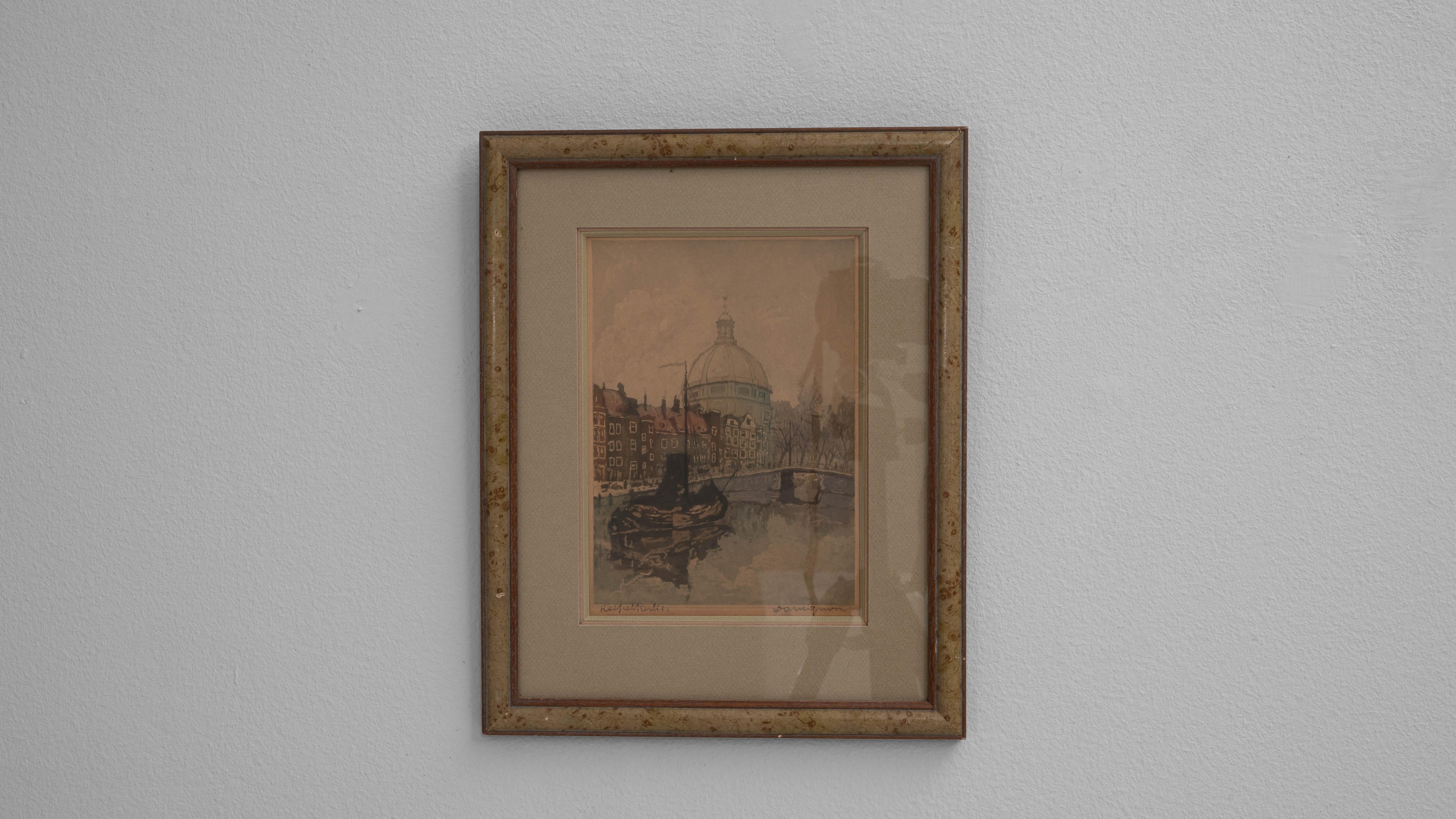 Art mural belge du 20e siècle avec cadre en bois en vente 1