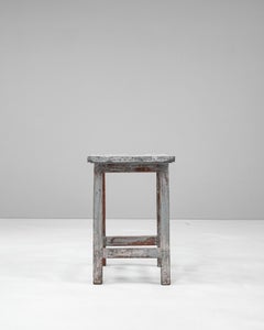20th Century Belgian Wood Patinated Side Table With Belgian Bluestone Top