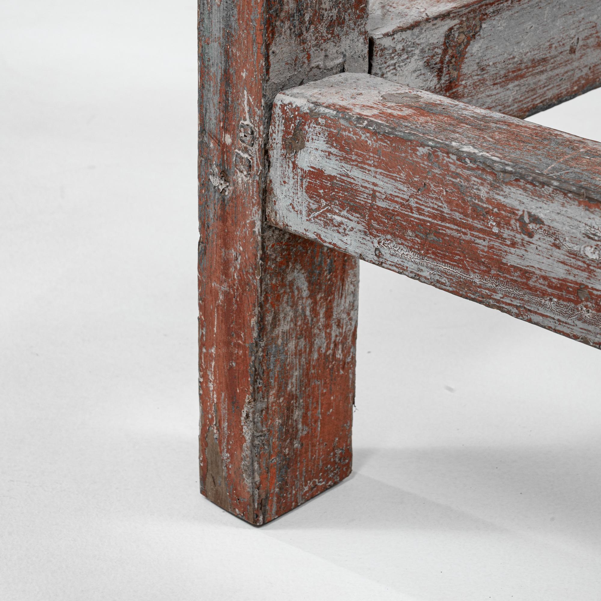 20th Century Belgian Wood Patinated Side Table With Belgian Bluestone Top 3