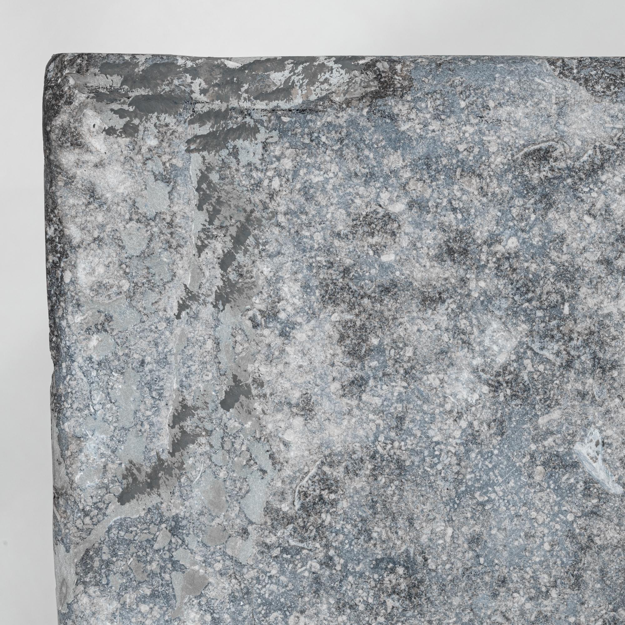 20th Century Belgian Wood Patinated Side Table With Belgian Bluestone Top 4