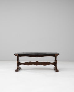 20th Century Belgian Wooden Coffee Table With Belgian Bluestone Top
