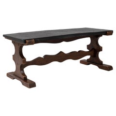 20th Century Belgian Wooden Coffee Table With Belgian Bluestone Top