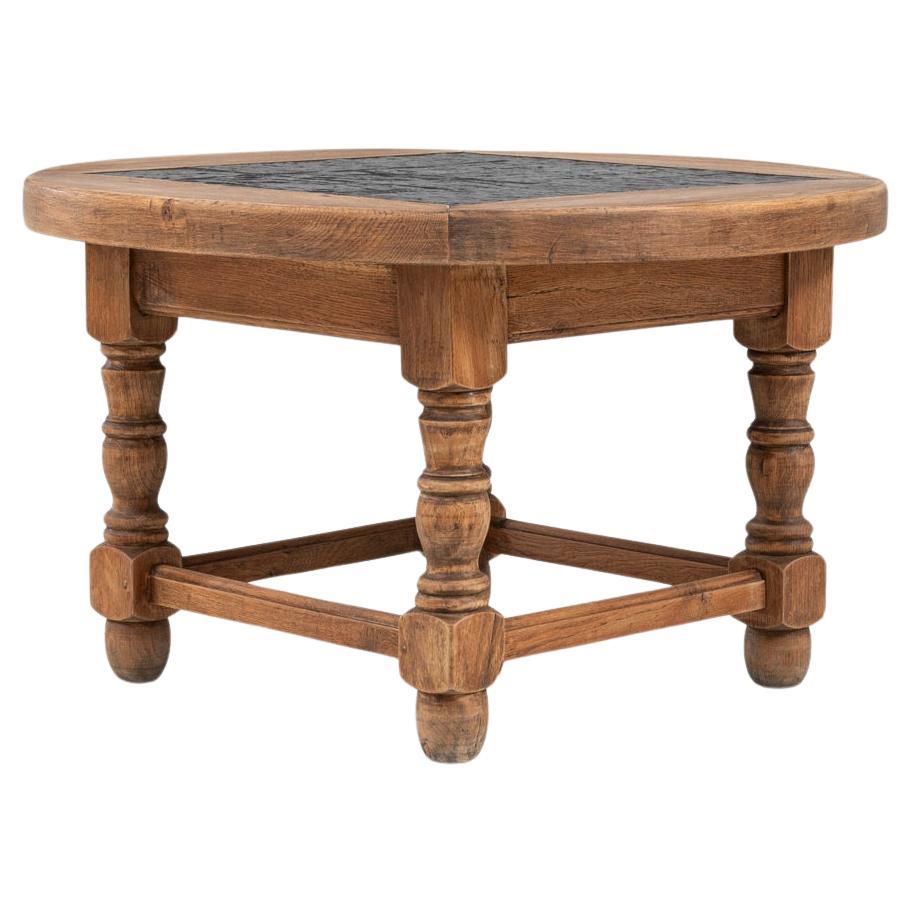 Belgischer Holz-Couchtisch des 20. Jahrhunderts mit Schieferplatte