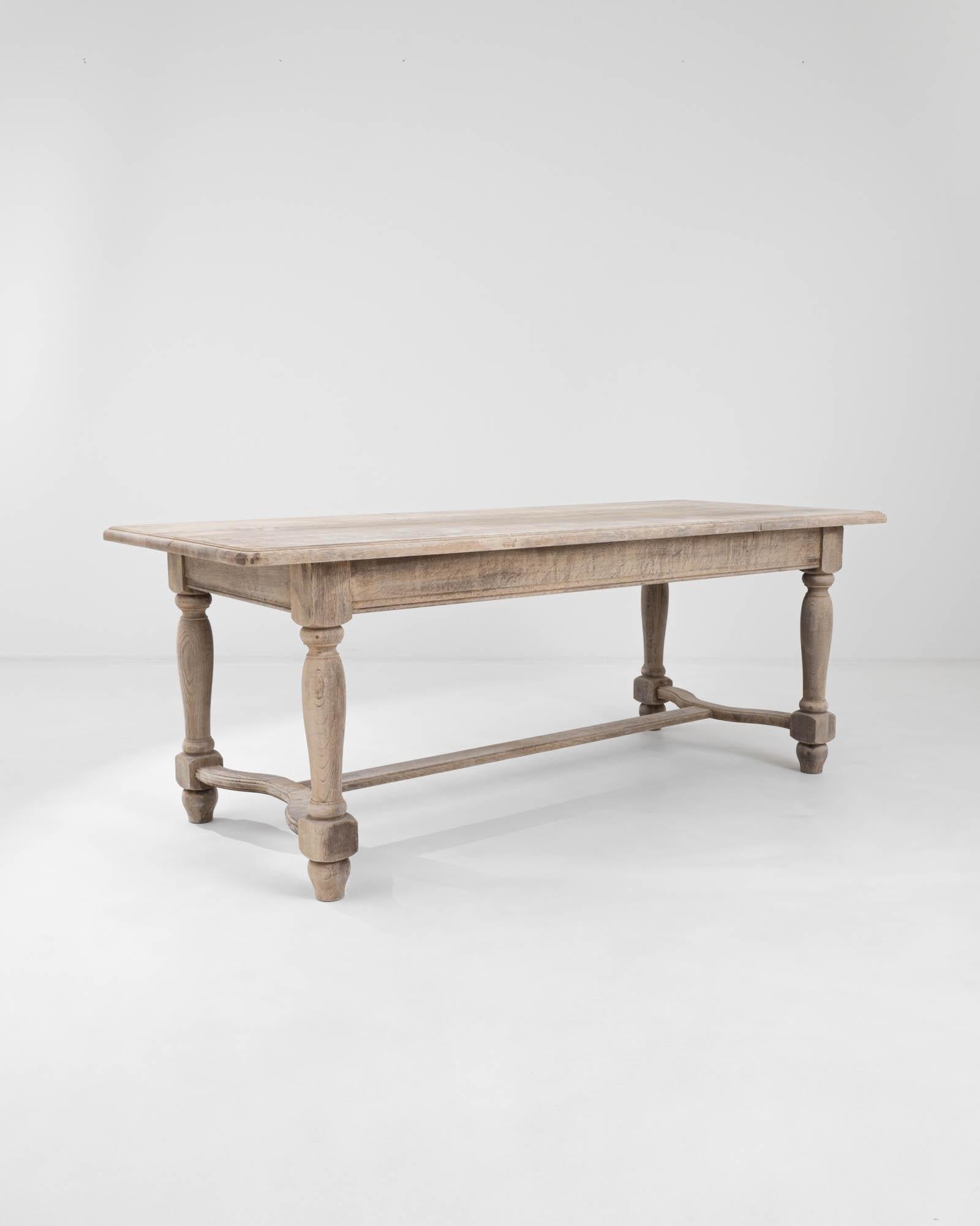 Bleached 20th Century Belgian Wooden Dining Table For Sale