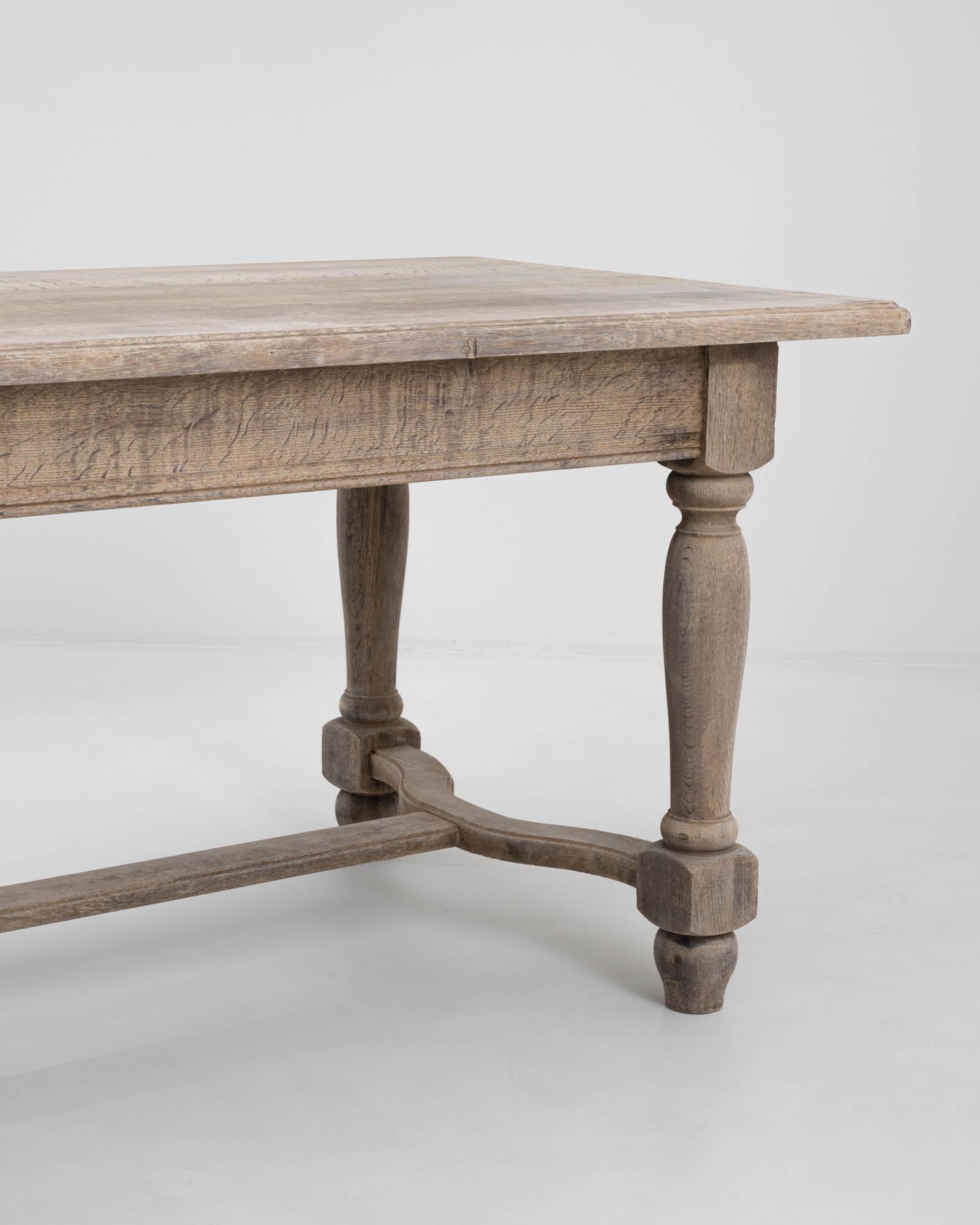 Oak 20th Century Belgian Wooden Dining Table For Sale