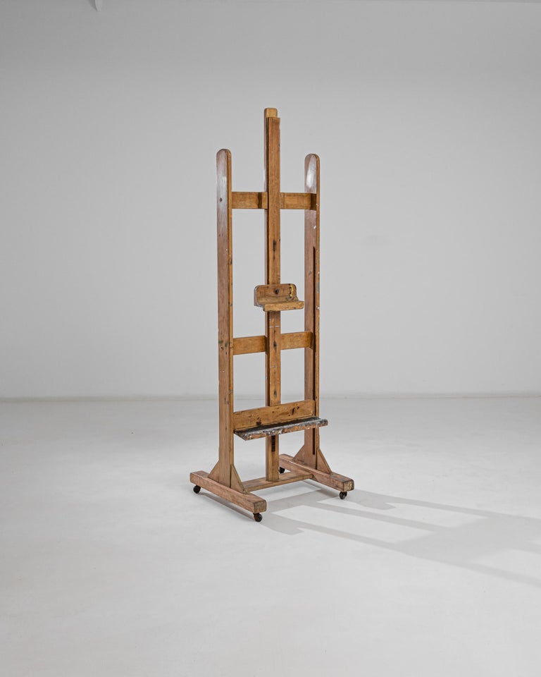 20th Century Belgian Wooden Easel on Wheels at 1stDibs easels on